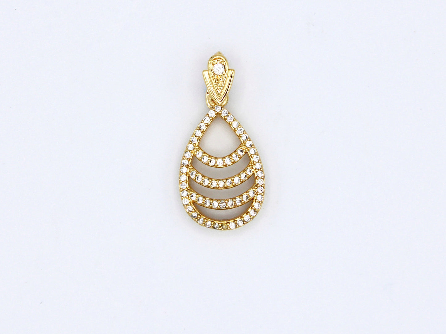 PN-353 Colgante Lágrima con Piedra Blanca/ Dije Piedra Blanca Incluye Cadena Mixta 18"-20"