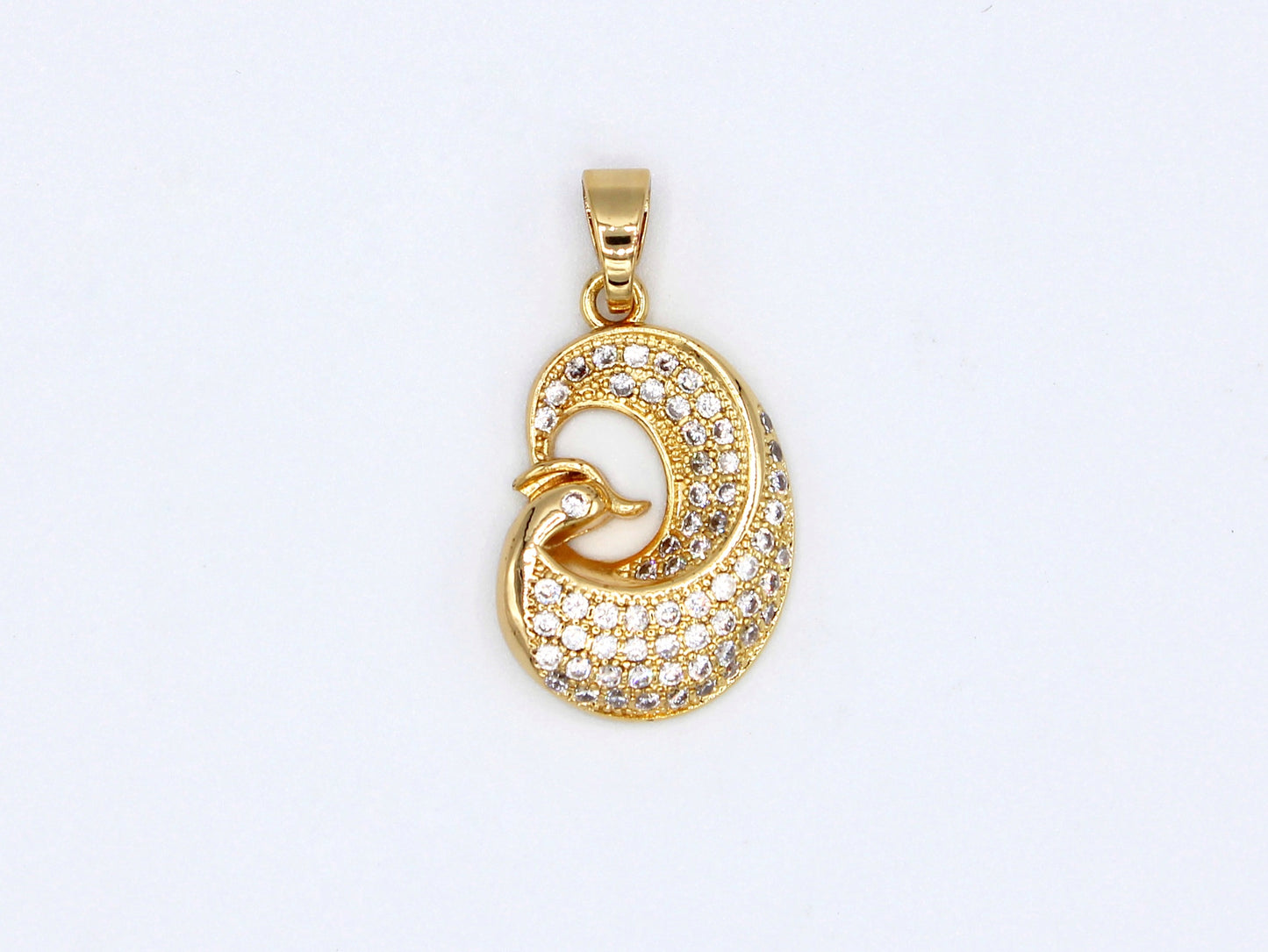 PN-354 Colgante Cisne con Piedras Blancas/ Dije Cisne con Piedra Blanca Incluye Cadena Mixta 18"-20"