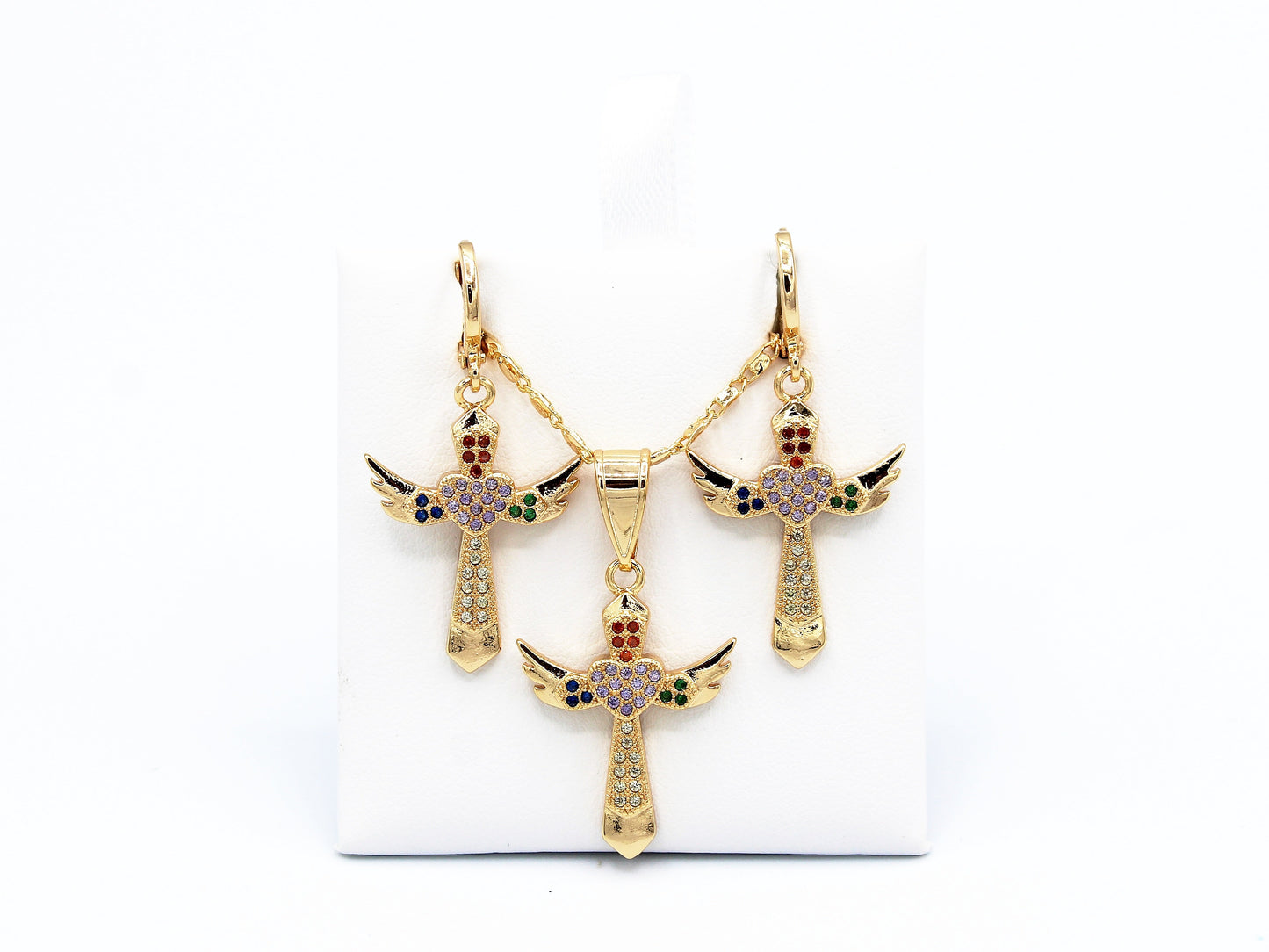 S-208 Conjunto Cruz Multicolor Dorado