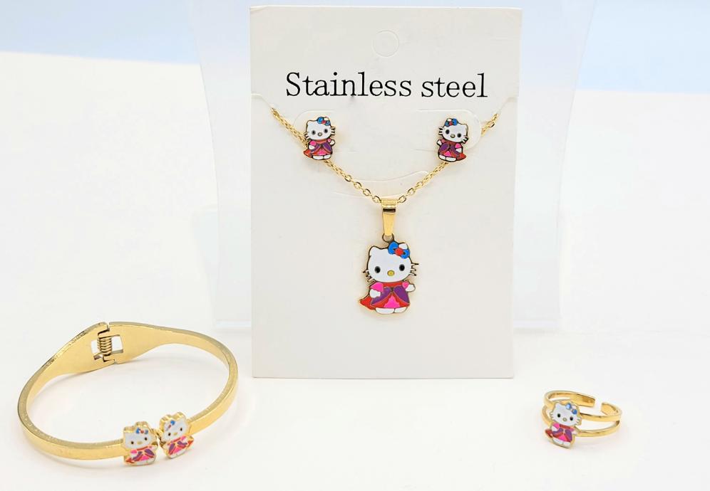 SS-7 Conjunto Niña Acero Inoxidable Hello Kitty Rosa