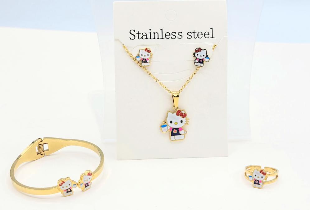 SS-8 Conjunto Niña Acero Inoxidable Hello Kitty con Estrella