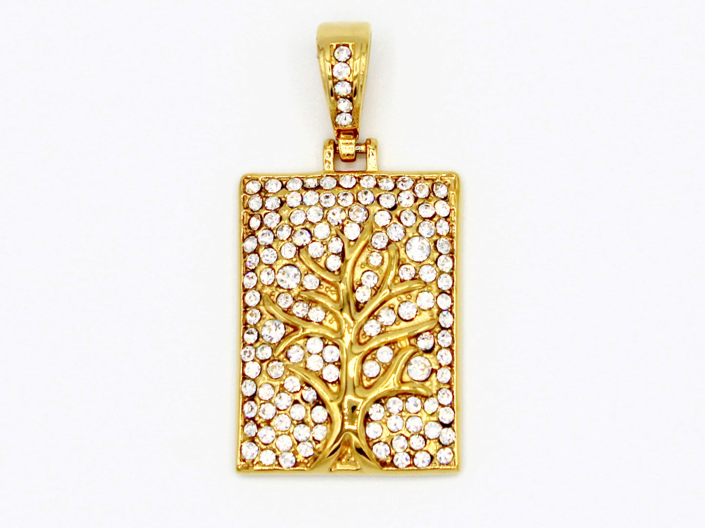 PNS-7 Dije Stainless Steel Tree White Stone