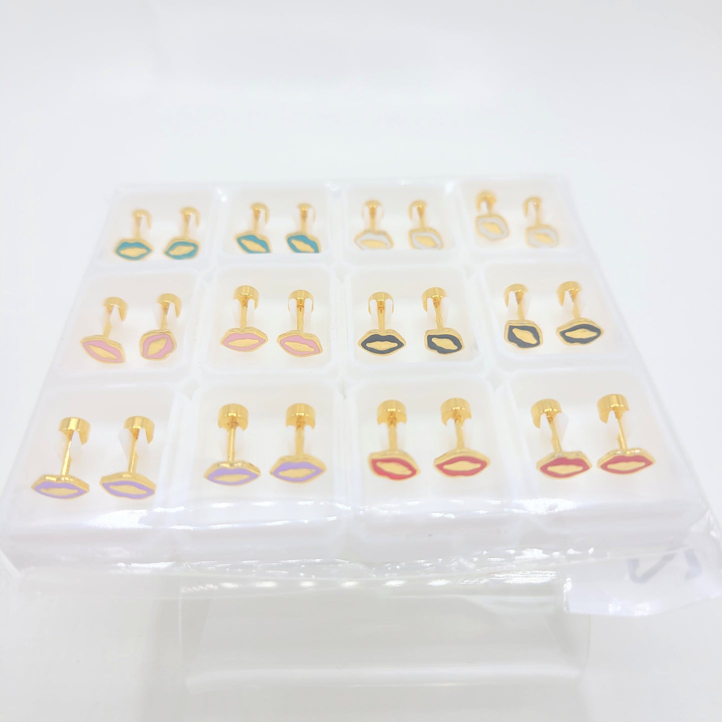 P-172 Aretes 12uds Beso Multicolor