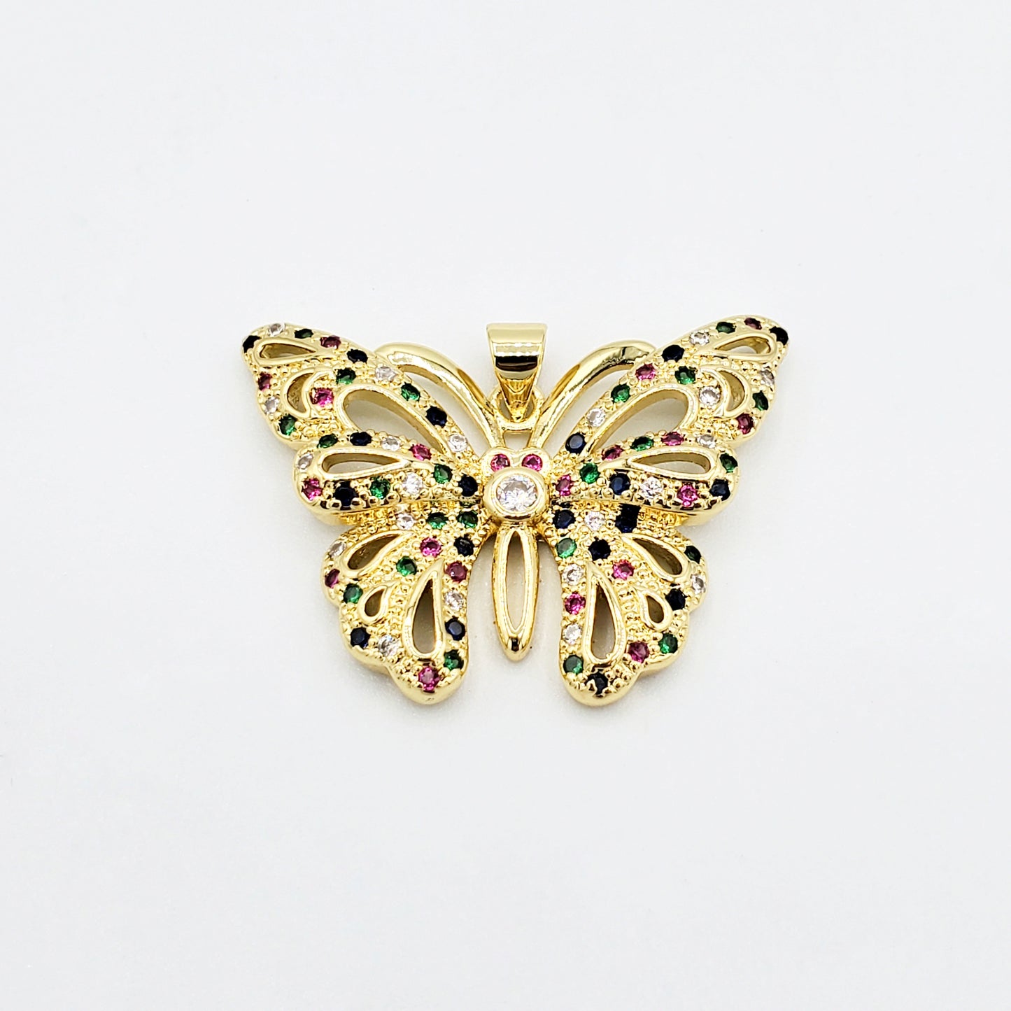 PN-813 Colgante Mariposa Multicolor 2cm Incluye Cadena Mixta 18"-20"