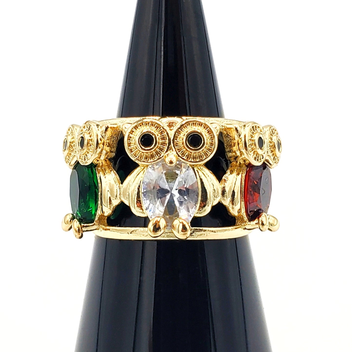 WR-267 Anillo de Mujer Búho Zirconia Multicolor 1cm