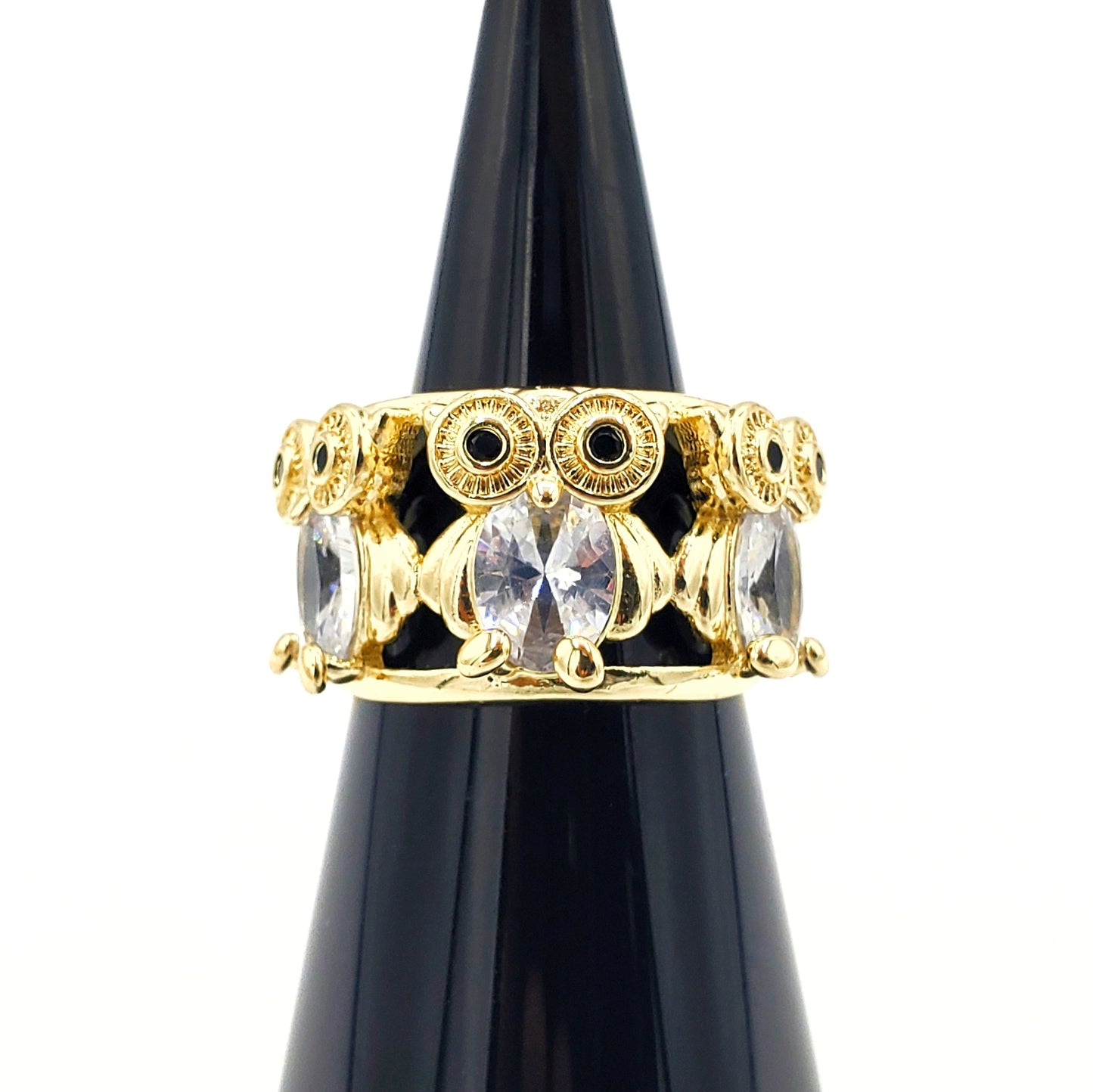 WR-269 Anillo de Mujer Búho Zirconia Blanca 1cm