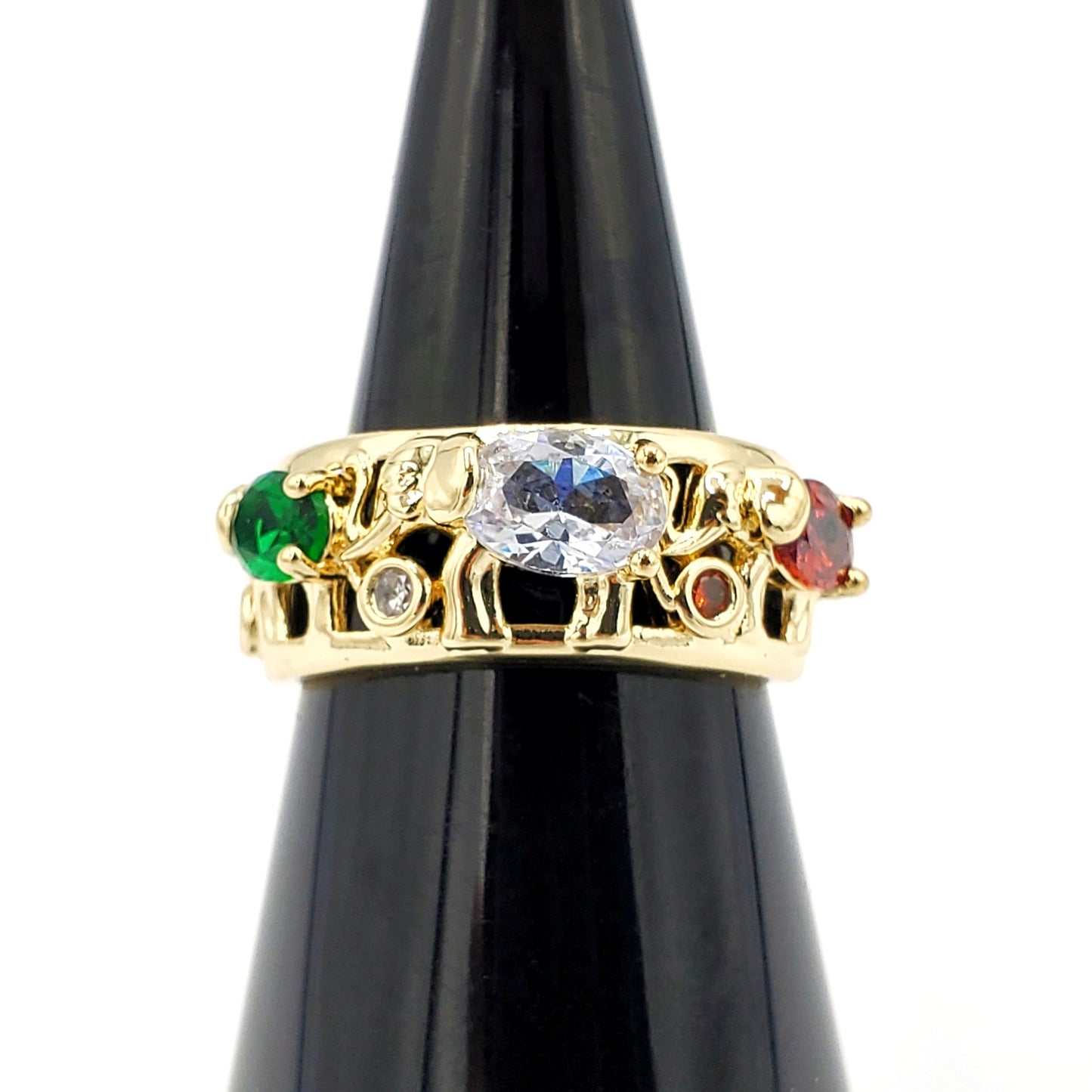 WR-264 Anillo de Mujer Elefante Zirconia Multicolor 1cm