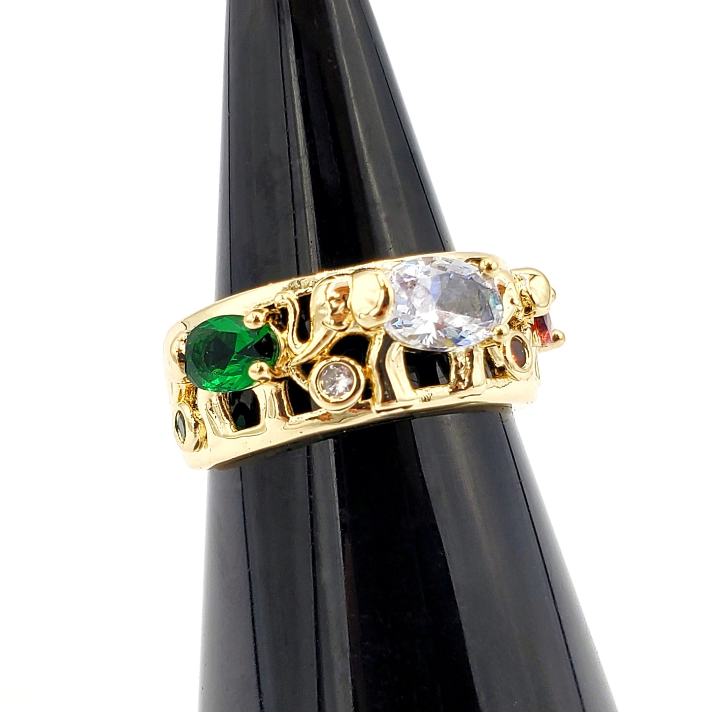 WR-264 Anillo de Mujer Elefante Zirconia Multicolor 1cm