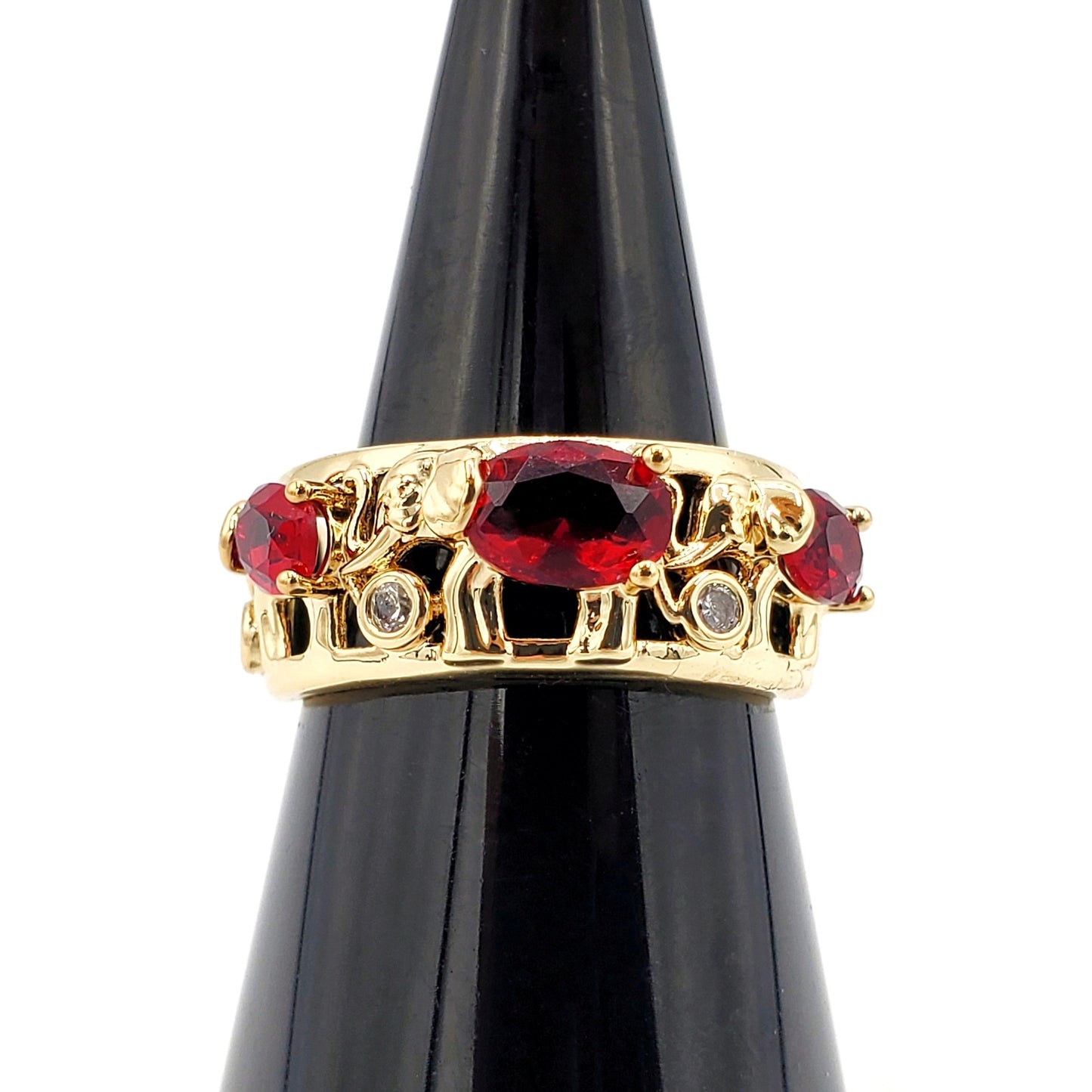 WR-265 Anillo de Mujer Elefante Zirconia Roja 1cm