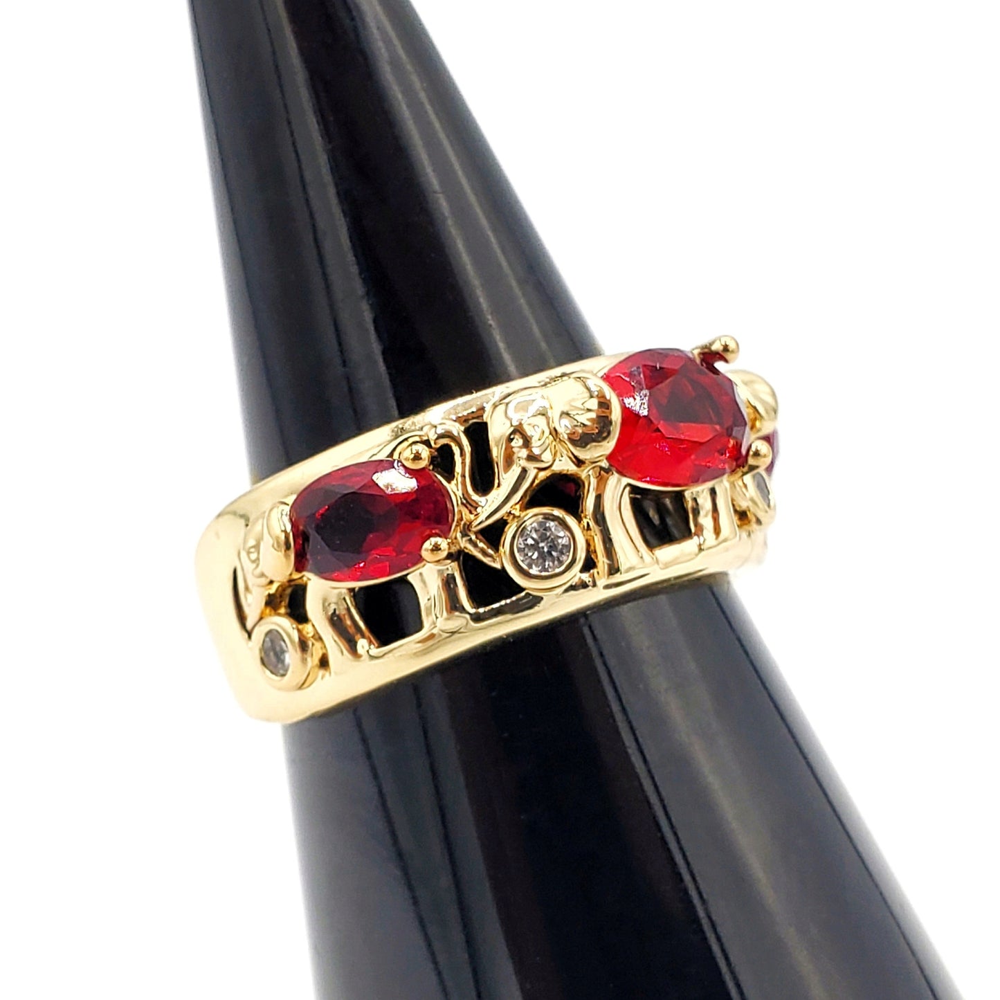 WR-265 Anillo de Mujer Elefante Zirconia Roja 1cm