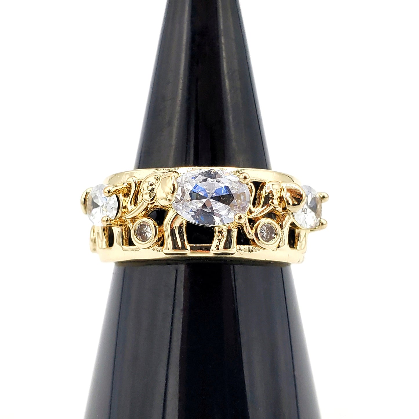 WR-266 Anillo de Mujer Elefante Zirconia Blanca