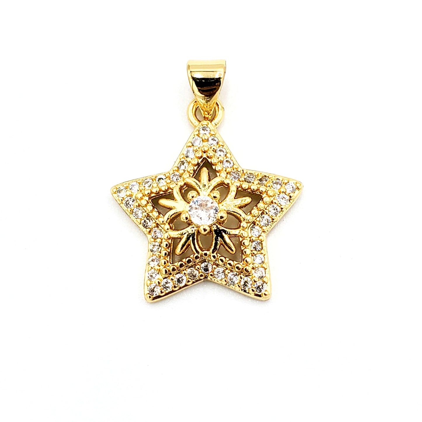 PN-927 Dije Estrella Piedra Blanca 2cm Incluye Cadena Mixta 18"-20"