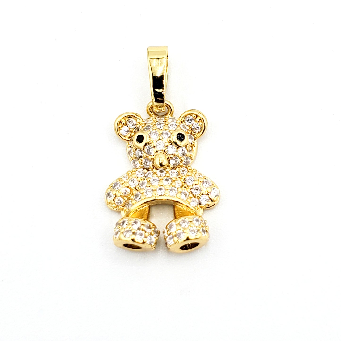 PN-999 Colgante Osito con Piedra Blanca 1cm Incluye Cadena Mixta 18"-20"