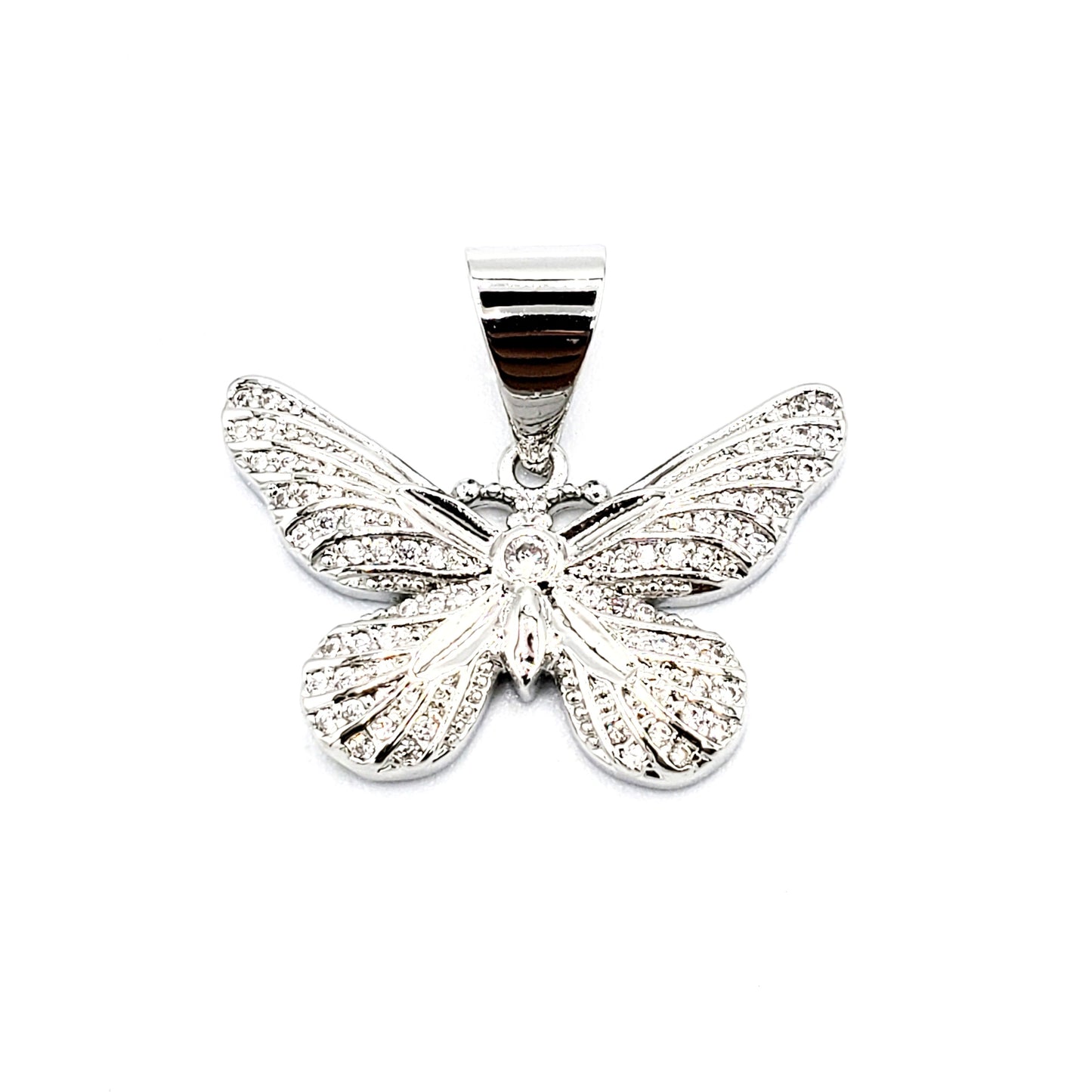 PN-021 Colgante Mariposa con Piedra Blanca