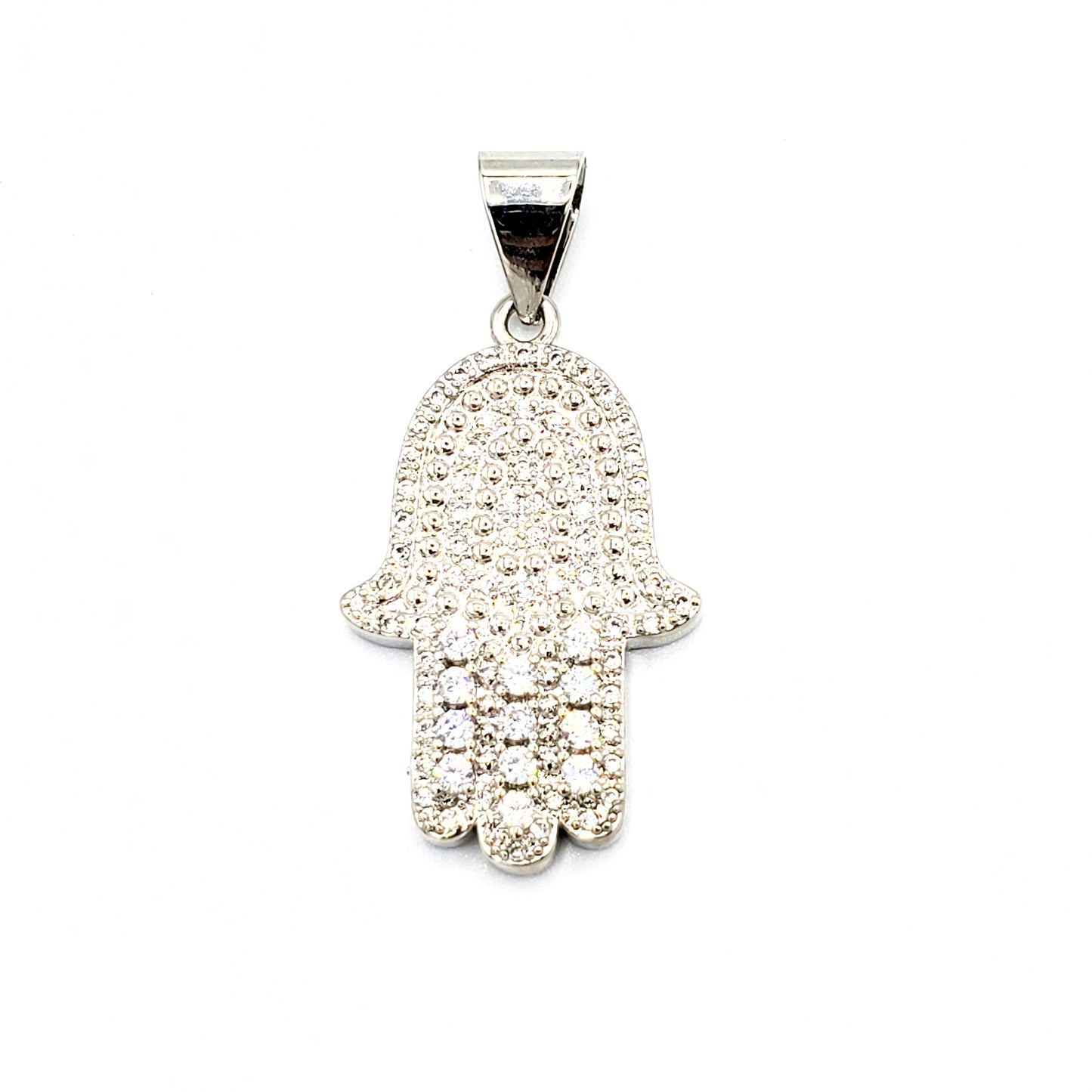 PN-028 Colgante Mano de Fátima con Piedra Blanca