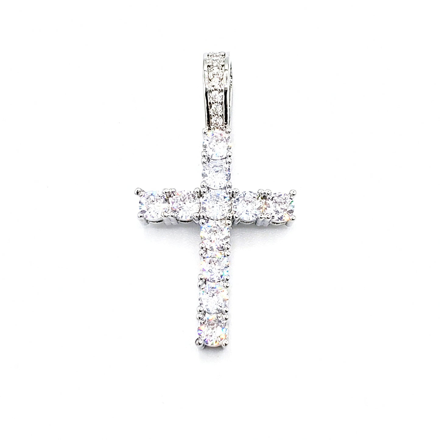 PN-030 Colgante Cruz con Piedra Blanca