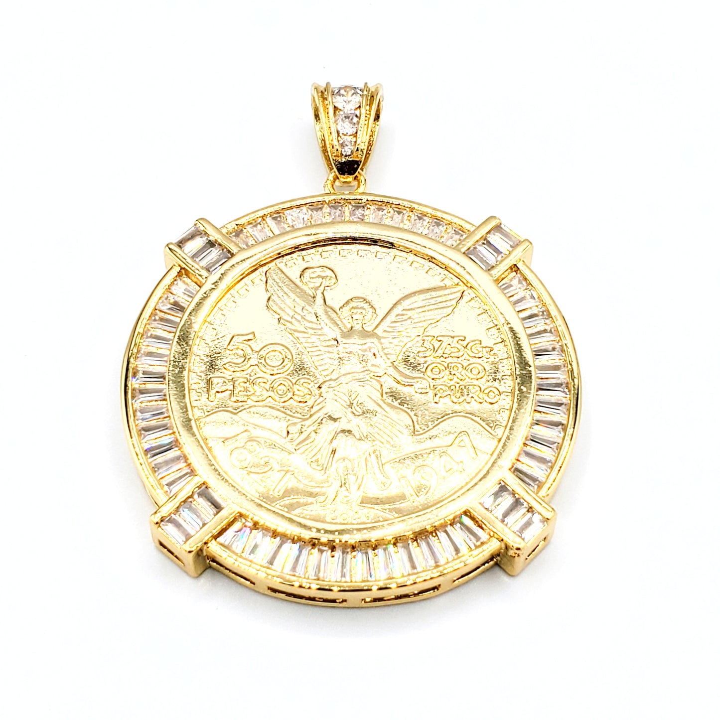 PN-072 Colgante 50 Pesos 50mm x 50mm Incluye Cadena Torsal 18”-22” mixto