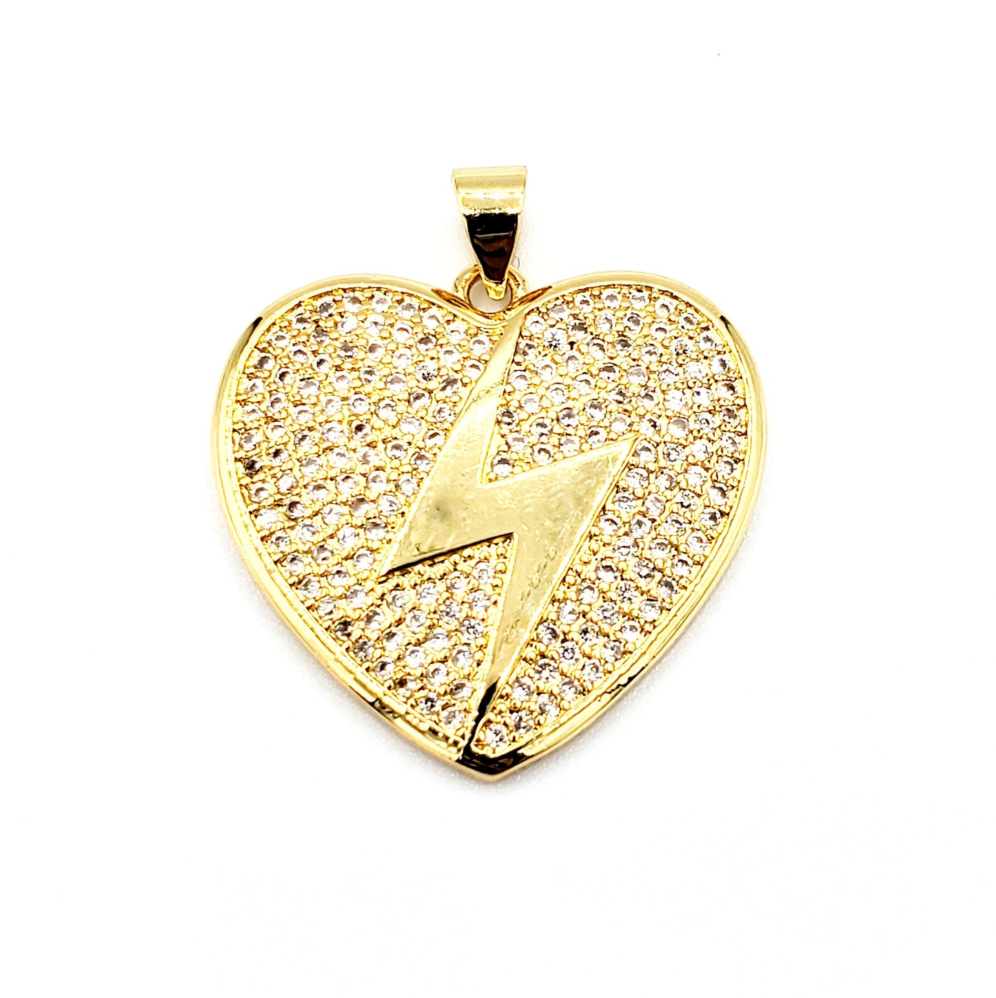 PN-088 Colgante Corazón con Piedra Blanca 1" Incluye Cadena Mixta 18"-20"