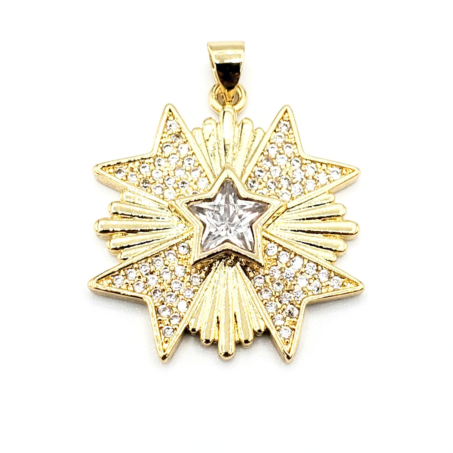 PN-0146 Pendant Estrella Piedra Blanca 1"