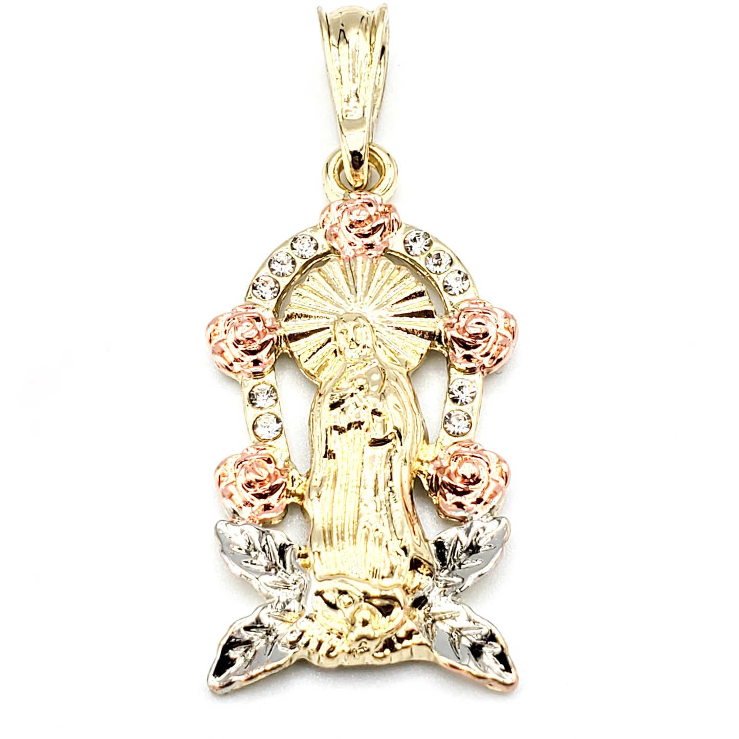 PN-0157 Dije Virgen Maria 3 tonos 1.75" Incluye Cadena Mixta 18"-20"