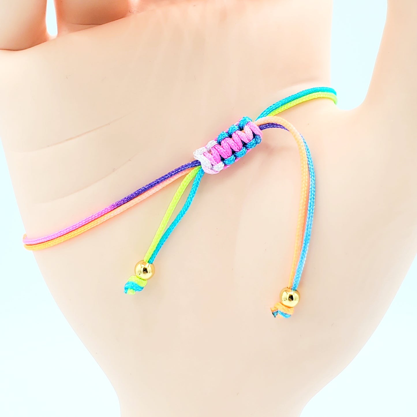 BA-197 Brazalete/Pulsera Ajustable Hilo Multicolor Ojo Turco Piedra Azul 4"