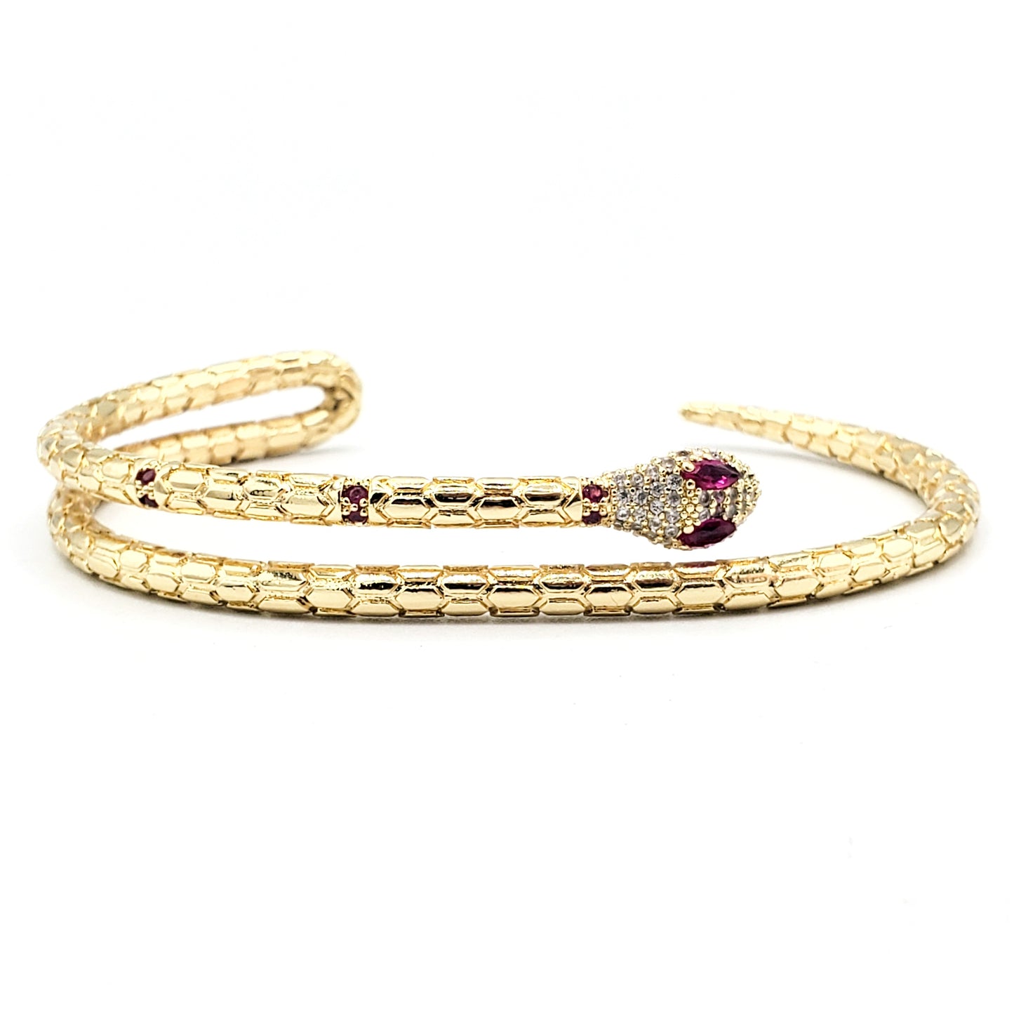 BR-213 Bracelet/Pulsera Ajustable Zirconia Violeta y Blanca Serpiente 18k