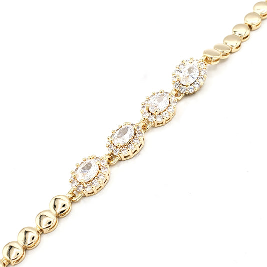 BR-216 Brazalete/Pulsera con Zirconia Blanca 7"