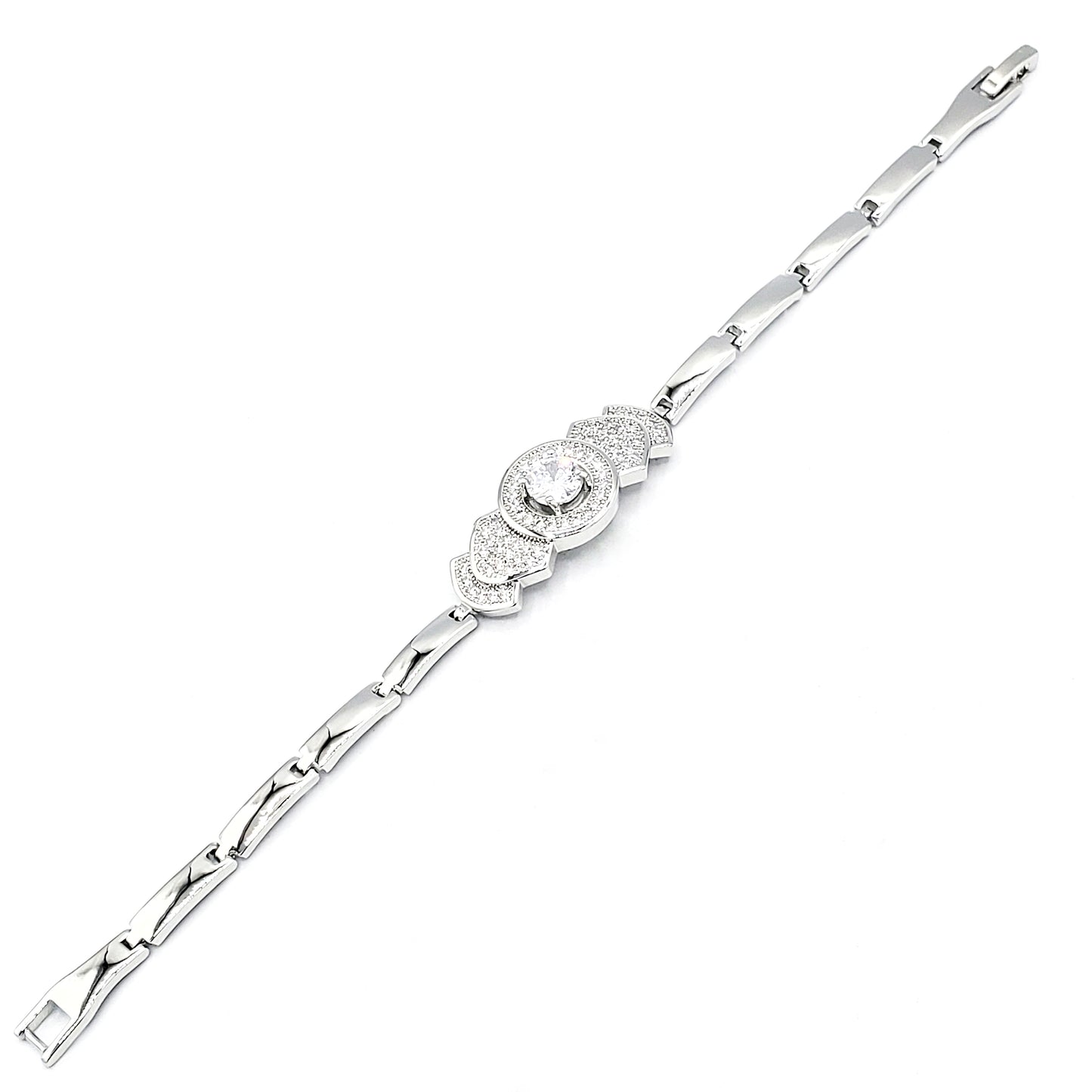 BR-217 Bracelet/Pulsera Silver Zirconia Blanca 7"