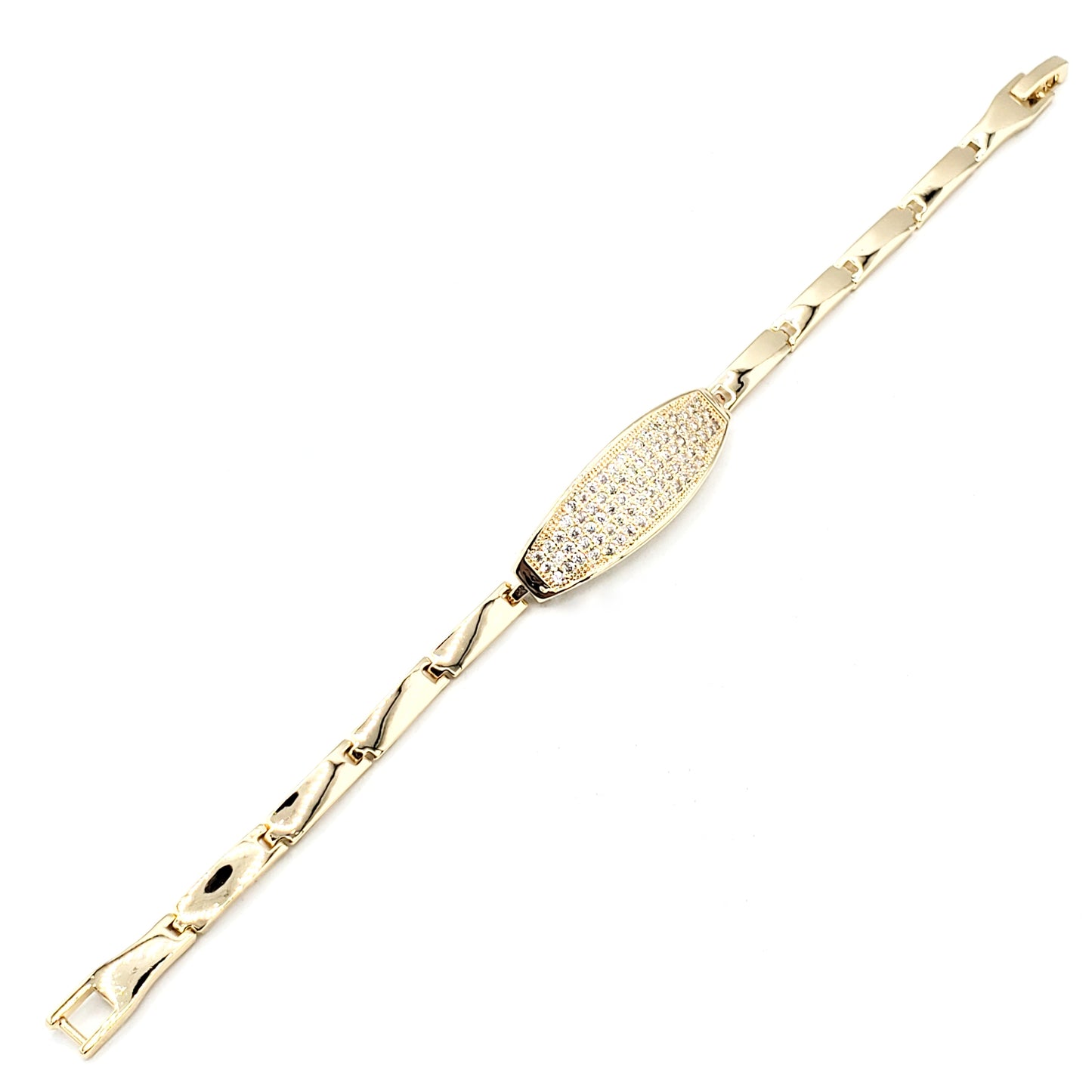 BR-219 Bracelet/Pulsera Gold Color Zirconia Blanca 7"