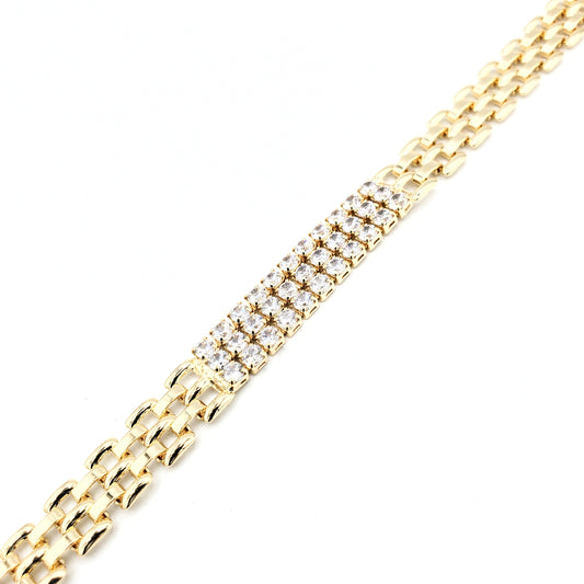 BR-222 Brazalete/Pulsera Zirconia Blanca 7"