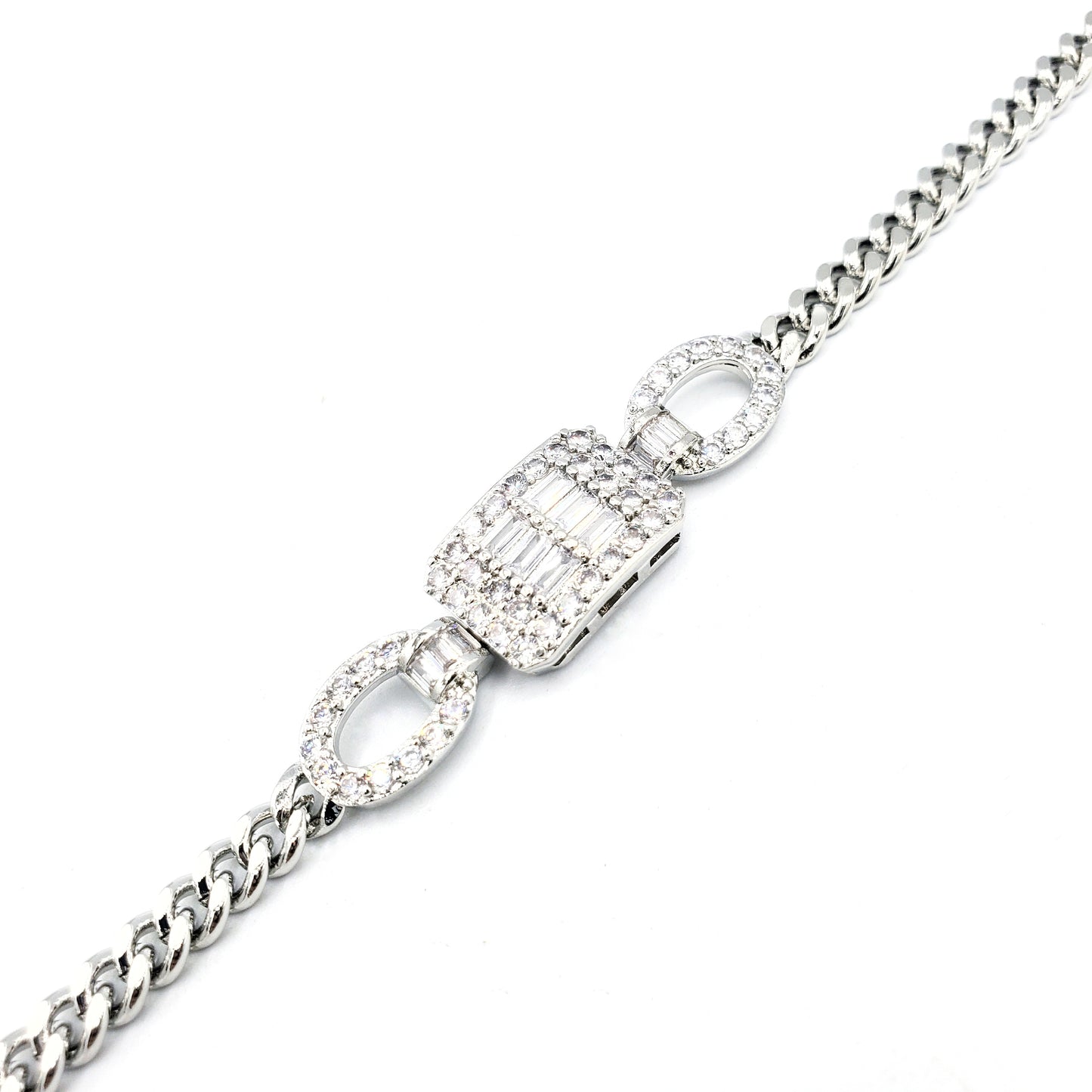 BR-223 Bracelet/Pulsera Silver Zirconia Blanca 7"