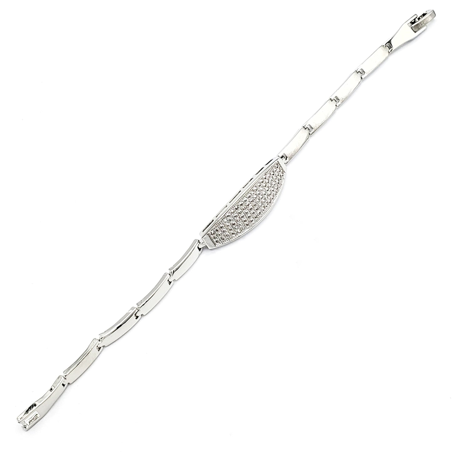 BR-226 Bracelet/Pulsera Silver Zirconia Blanca 7"