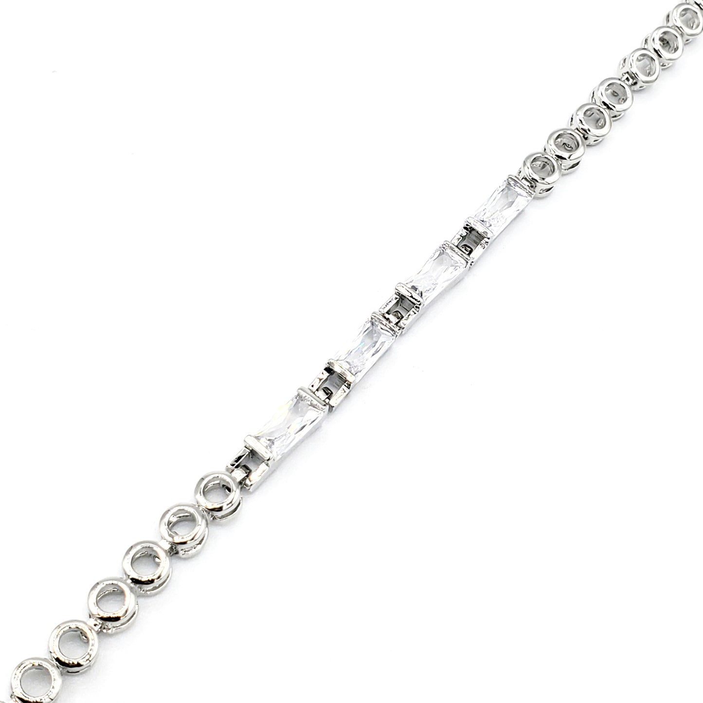 BR-233 Bracelet/Pulsera Silver Zirconia Blanca 7"