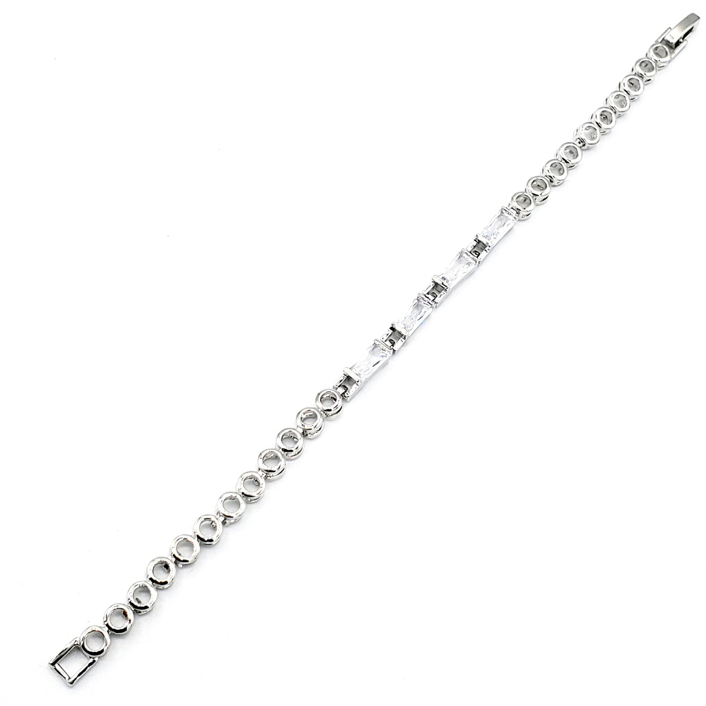 BR-233 Bracelet/Pulsera Silver Zirconia Blanca 7"