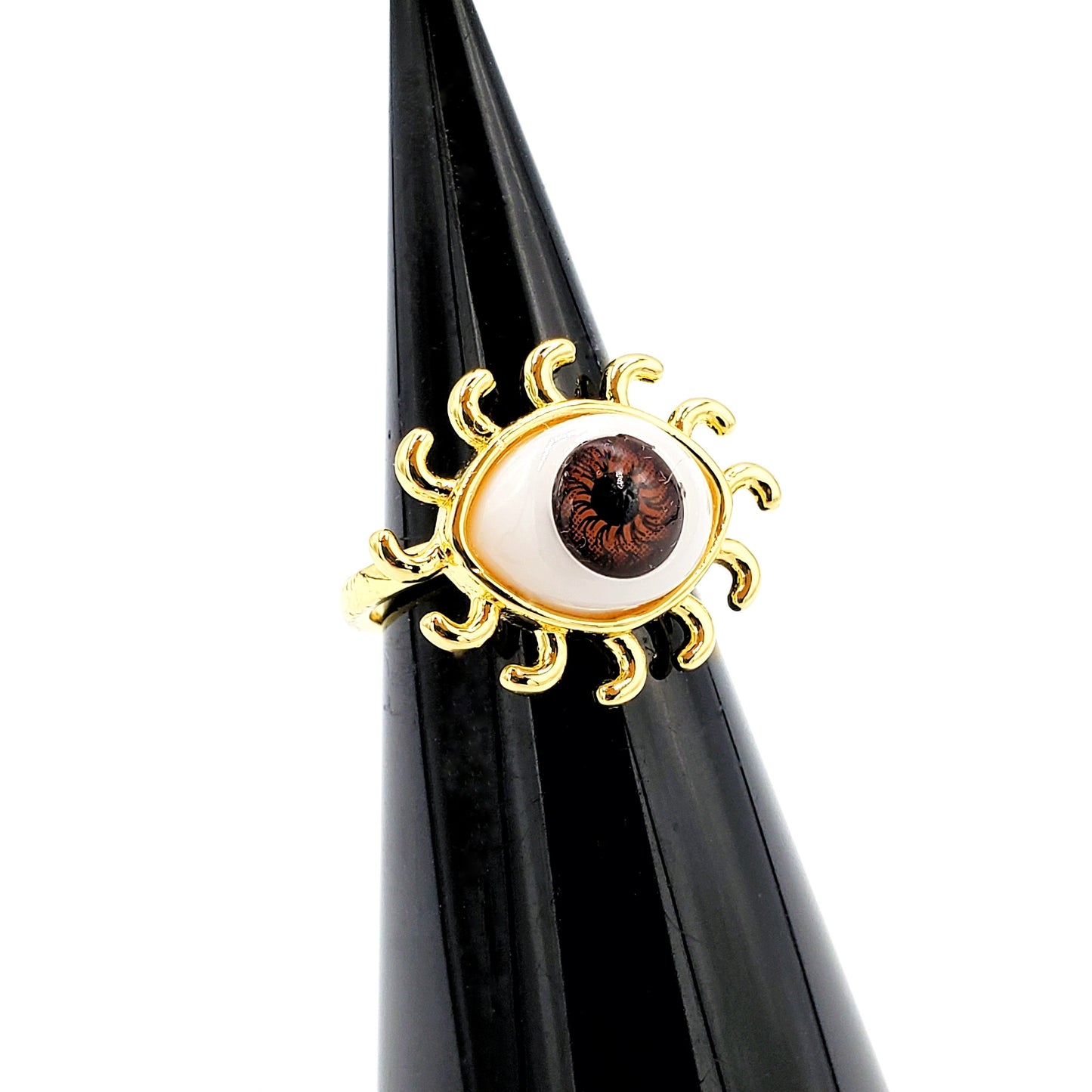 WR-247 Women's Ring/Anillo de Mujer Ojo Turco Marrón Ajustable 1cm x 2cm