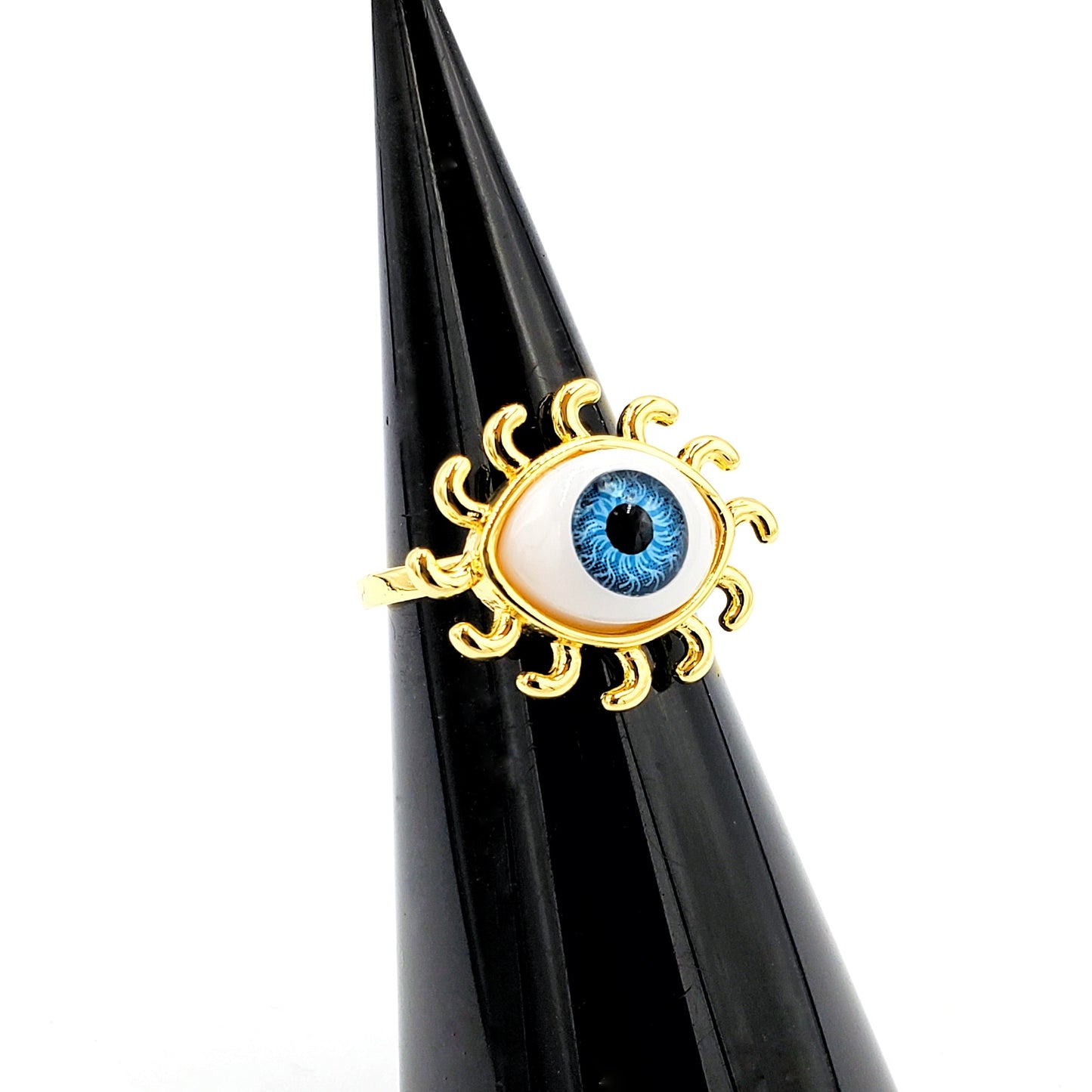 WR-249 Anillo de Mujer/Anillo de Mujer Ojo Turco Azul Ajustable 1cm x 2cm