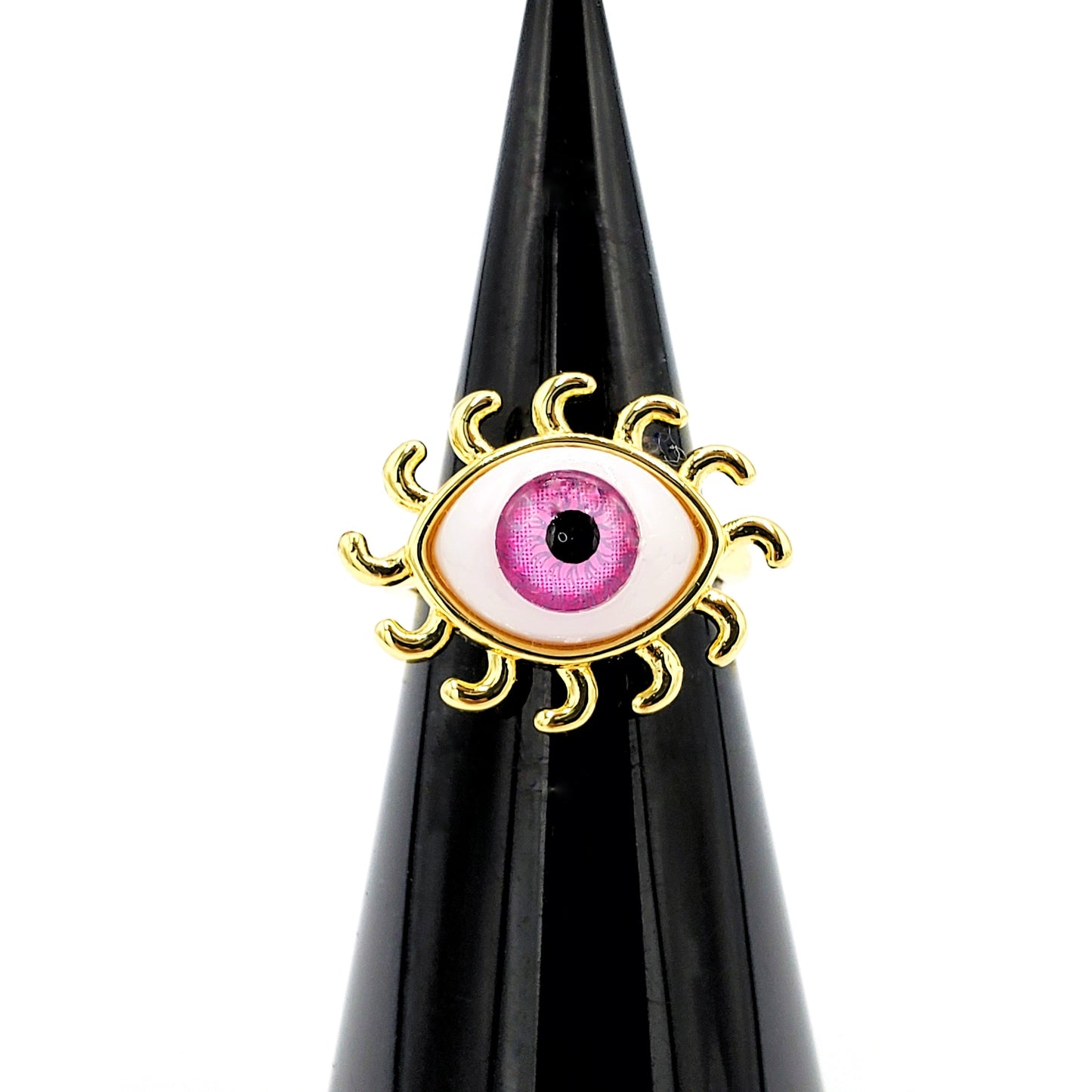 WR-248 Anillo de Mujer/Anillo de Mujer Ojo Turco Morado Ajustable 1cm x 2cm