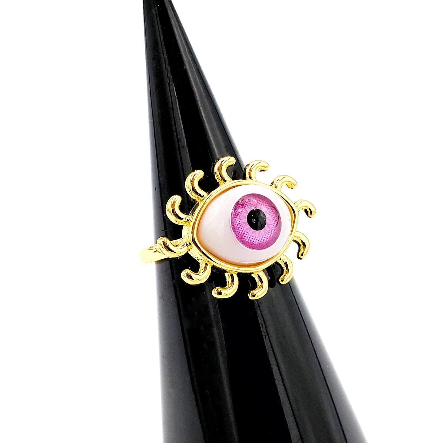 WR-248 Anillo de Mujer/Anillo de Mujer Ojo Turco Morado Ajustable 1cm x 2cm