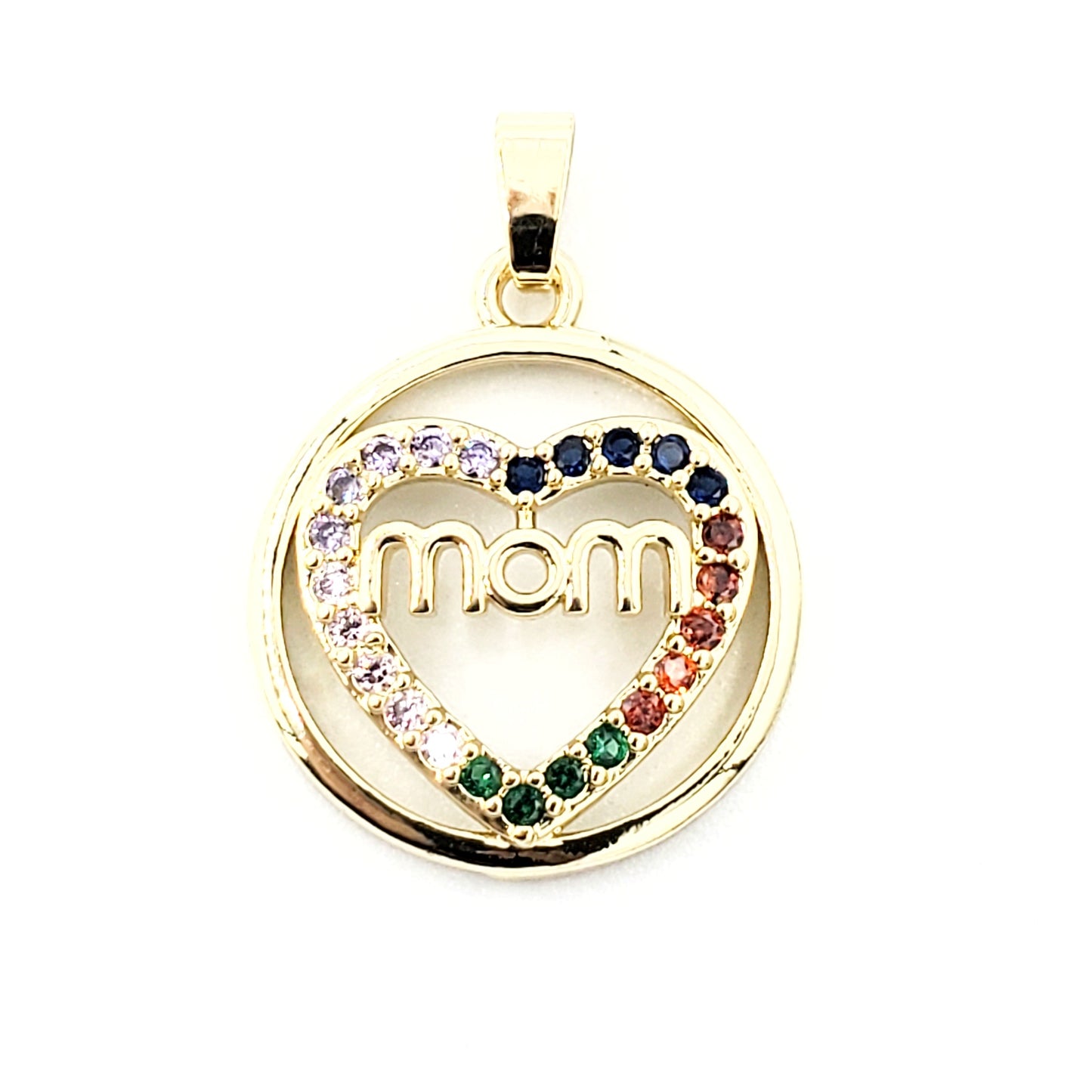 PN-0256 Pendant Corazón Mom Zirconia Multicolor 1"