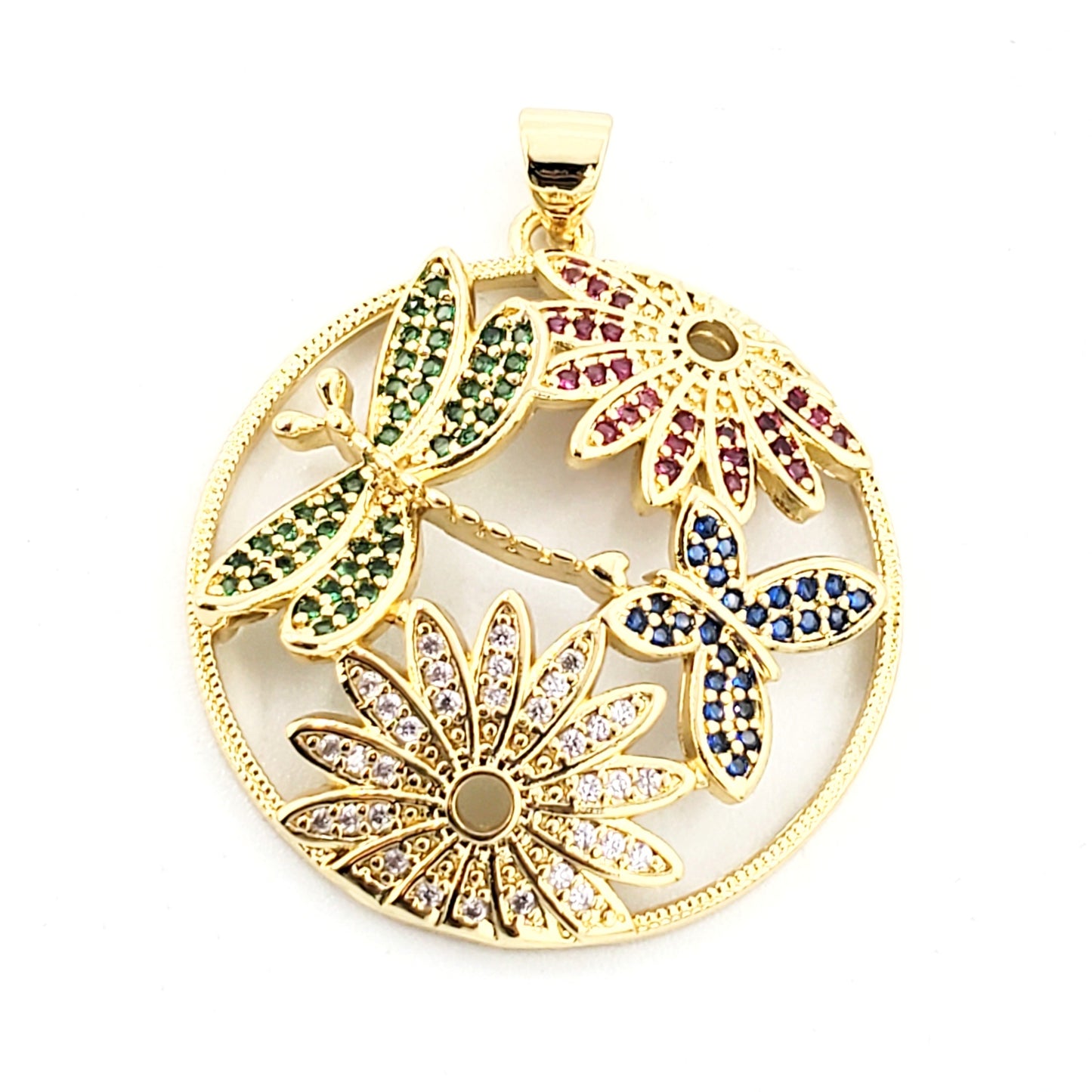 PN-0260 Dije Dragon Fly Zirconia Multicolor 1.25" Incluye Cadena Mixta 18"-20"