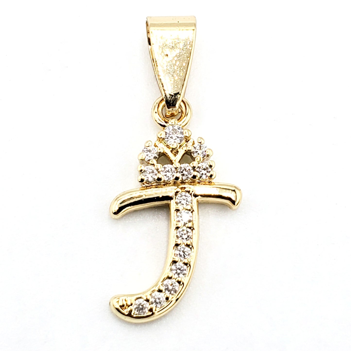 PN-0286 Colgante Letra T Zirconia Blanca 1.25" Incluye Cadena Mixta 18"-20"