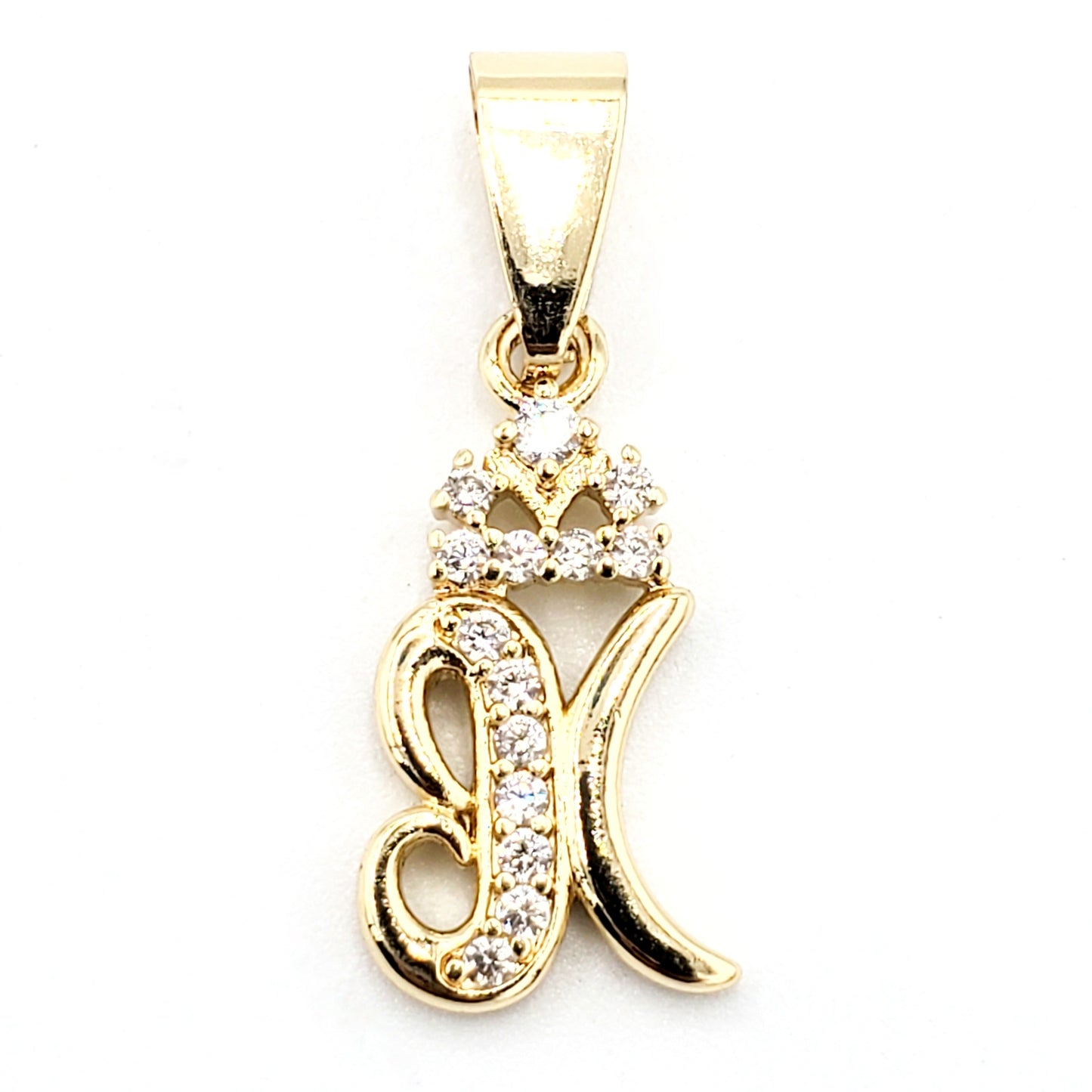 PN-0277 Colgante Letra K Zirconia Blanca 1.25" Incluye Cadena Mixta 18"-20"