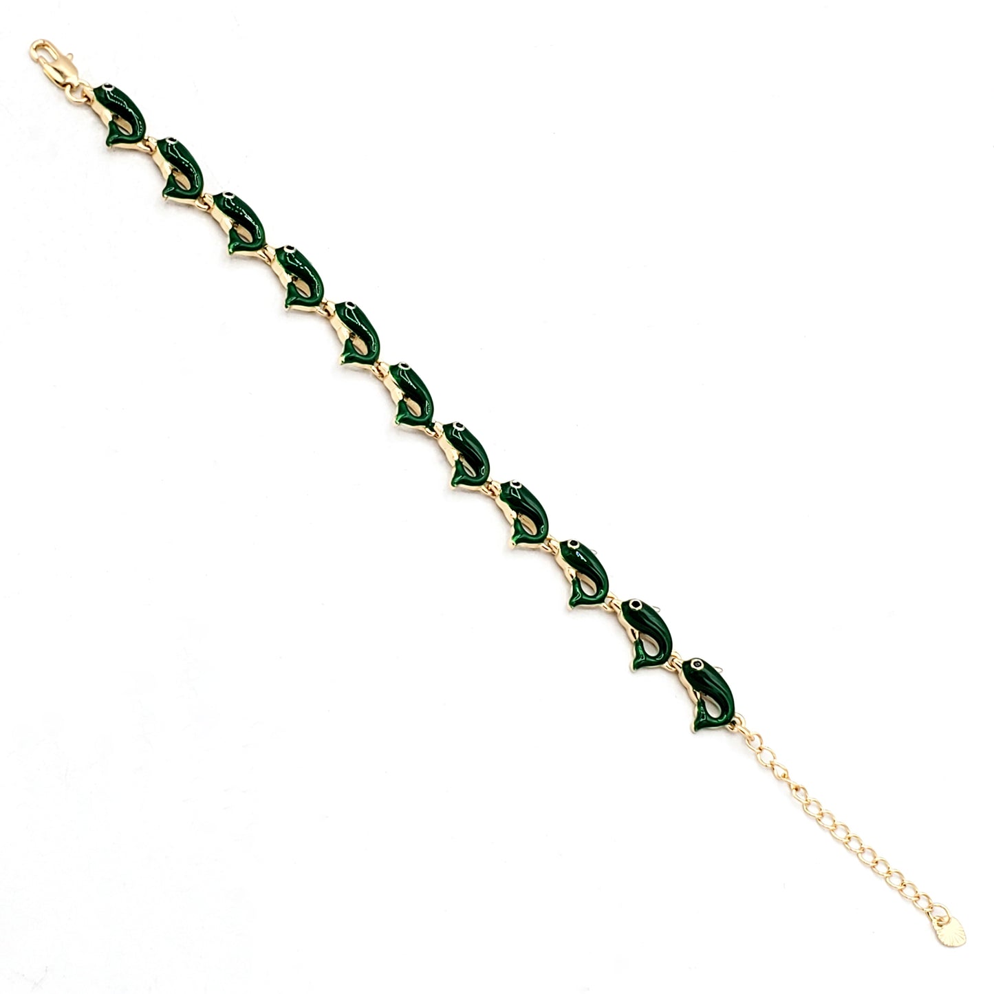 BR-278 Brazalete/Pulsera Delfín Verde 1pc paquete 9"