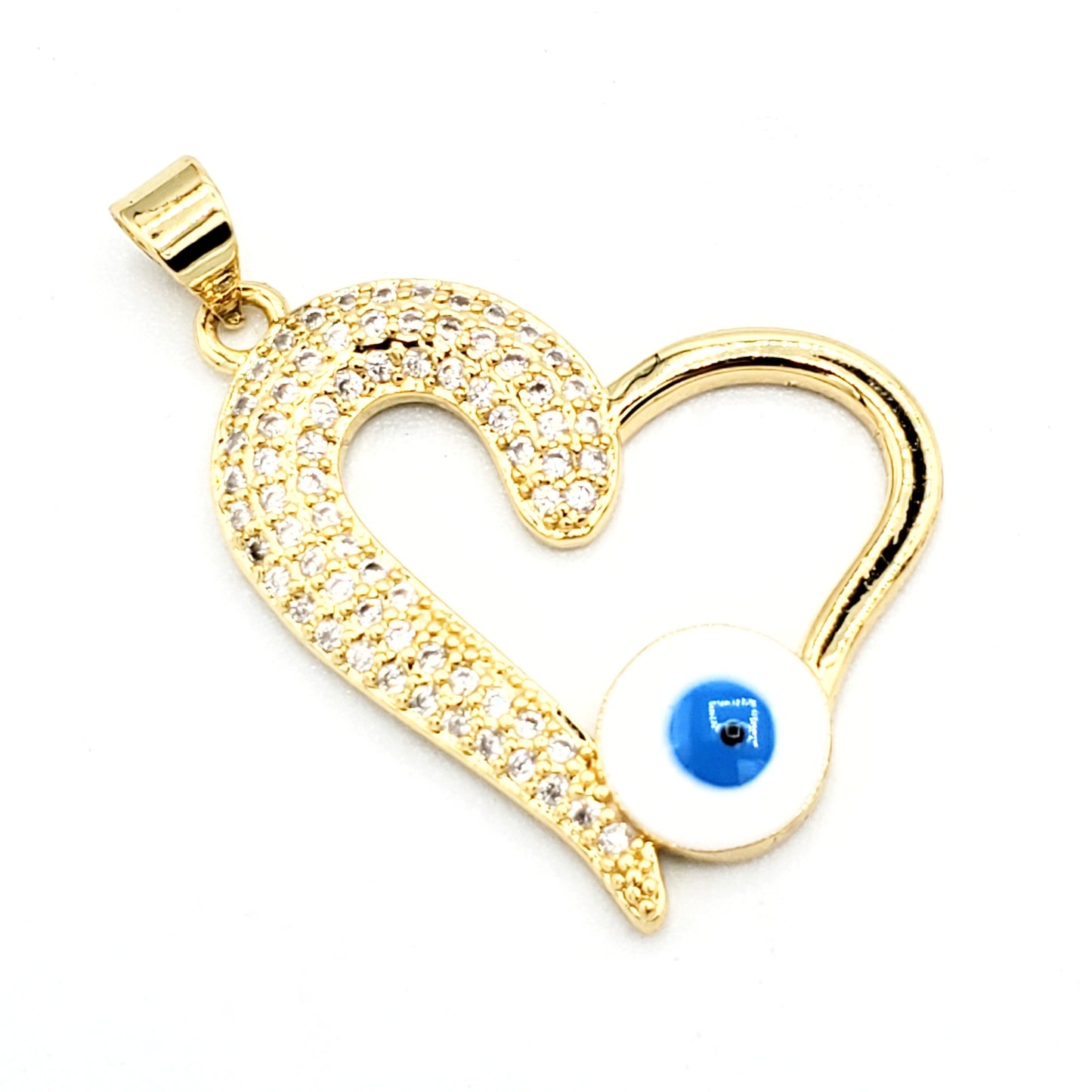 PN-0317 Pendant Corazón y Ojo Turco Azul 1"