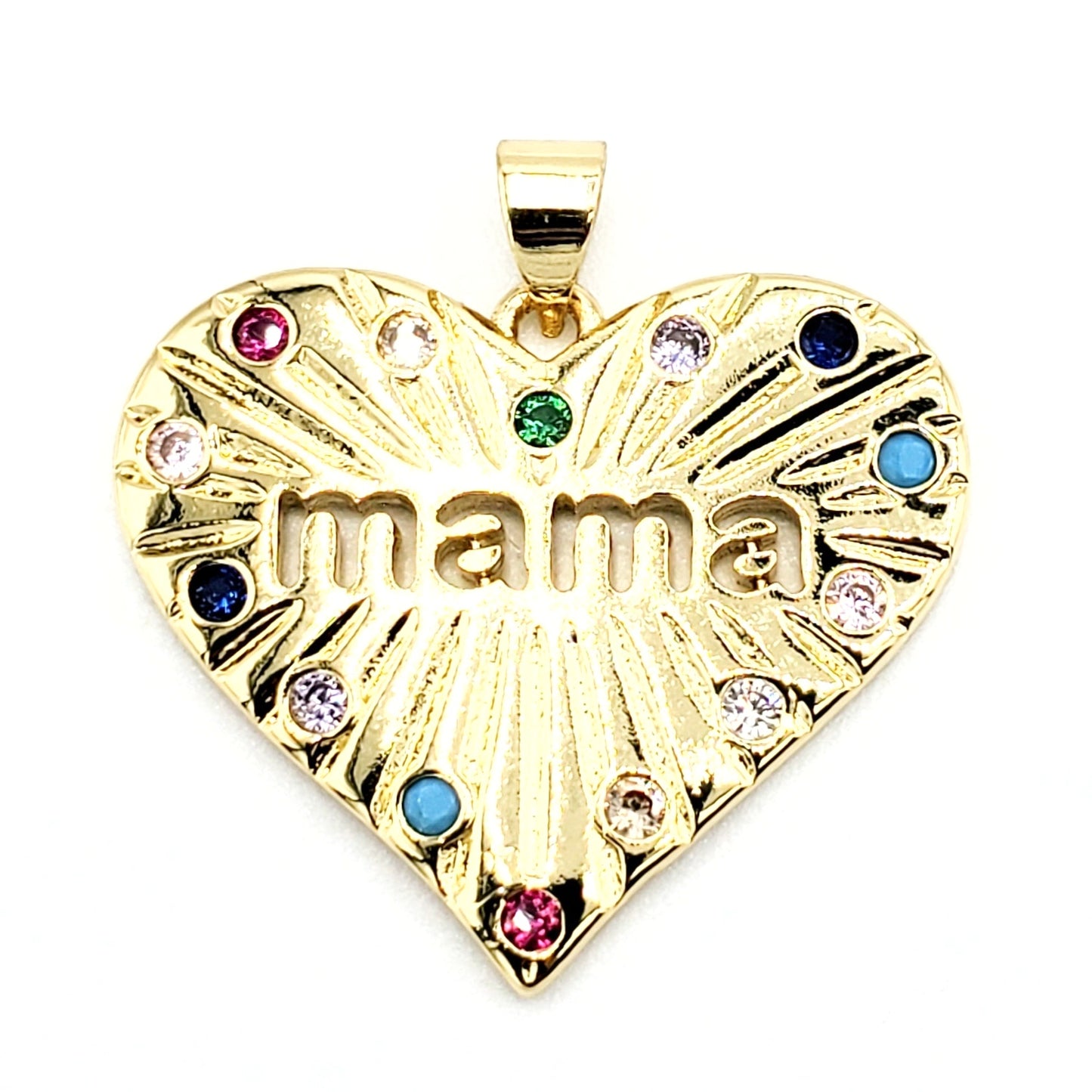 PN-0329 Pendant Corazón Mamá Zirconia Multicolor 1"
