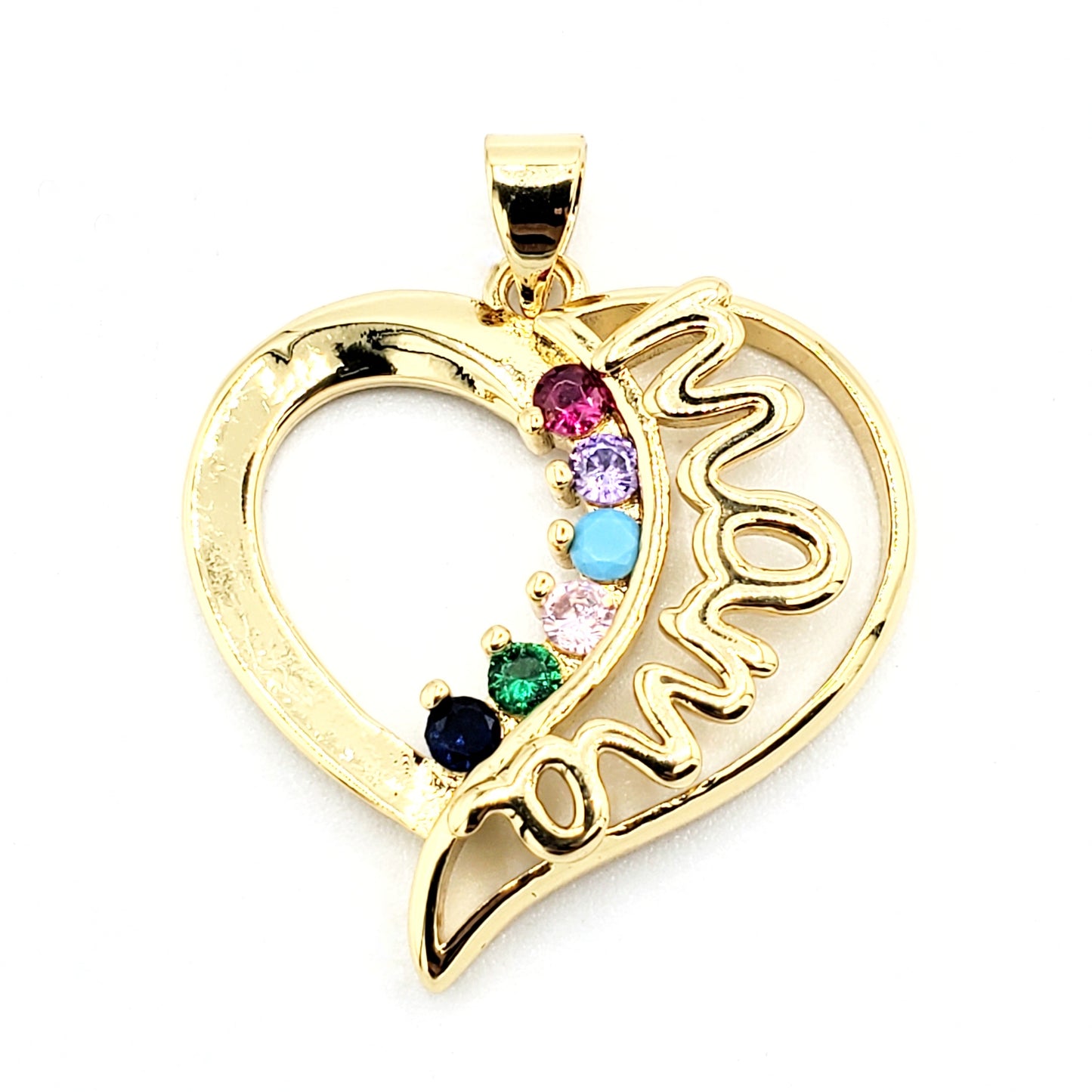 PN-0344 Pendant Corazón Mamá Zirconia Multicolor 1"