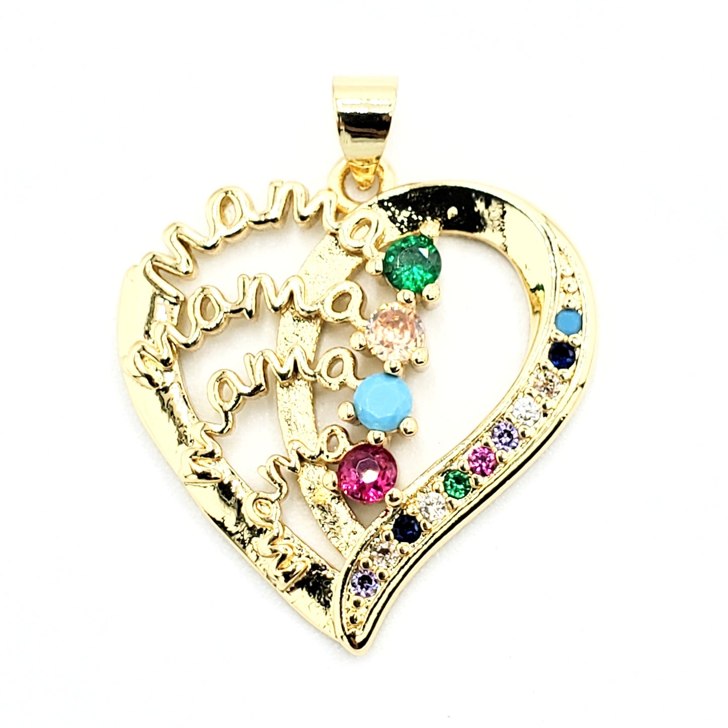 PN-0343 Pendant Corazón Mamá Zirconia Multicolor 1"
