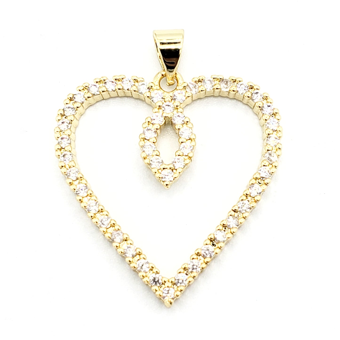 PN-0319 Pendant Corazón Zirconia Blanca 1"