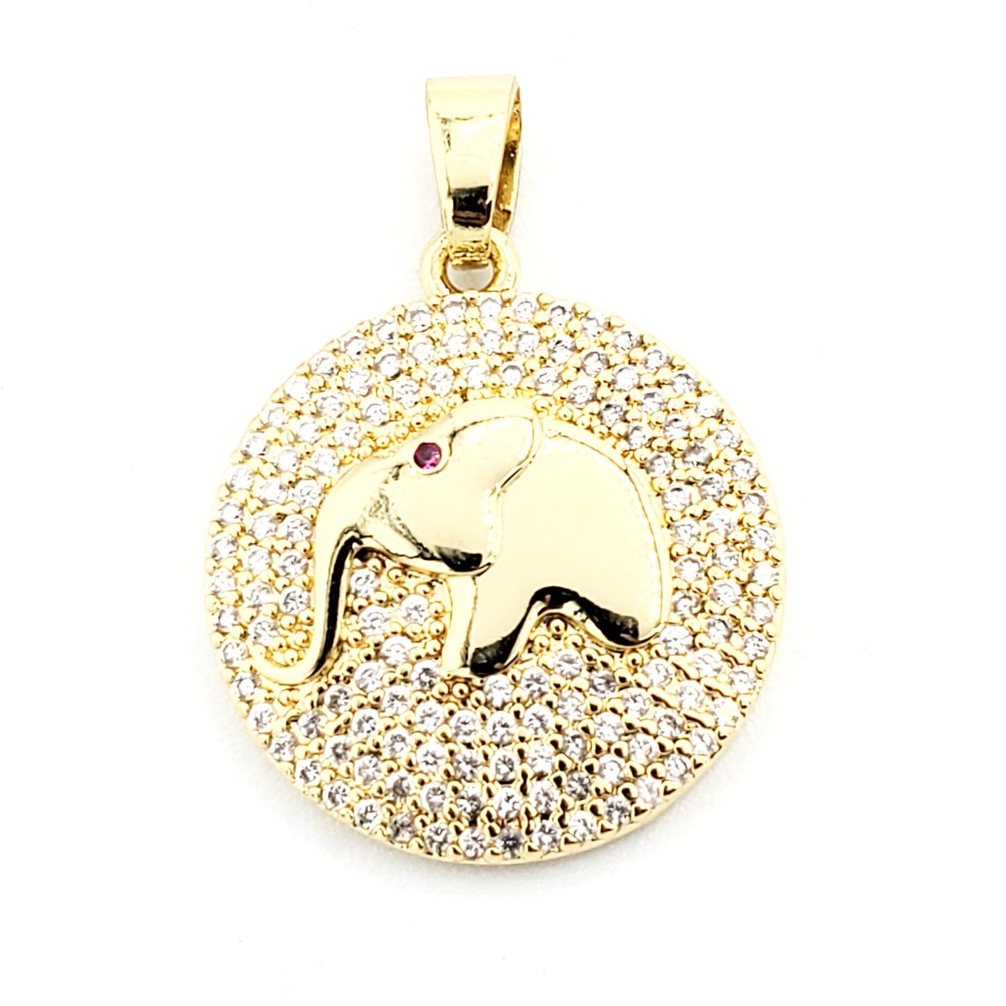 PN-0339 Pendant Elefante Zirconia Blanca 1"