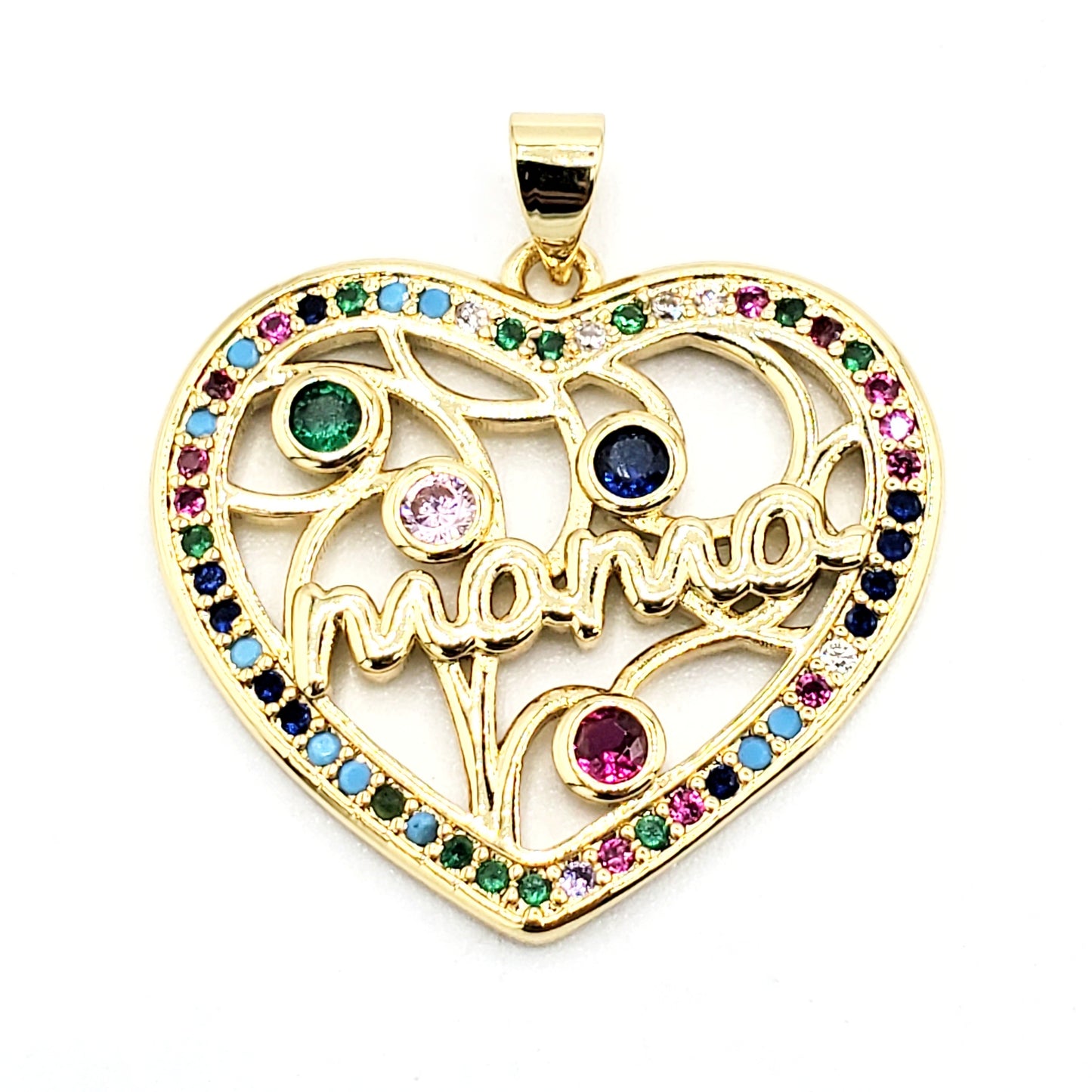 PN-0337 Pendant Corazón Zirconia Multicolor 1"